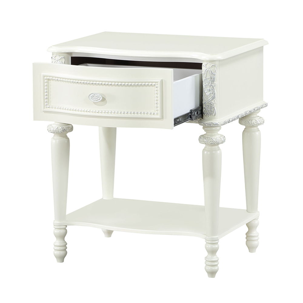 Dorothy - Nightstand With 1 Drawer - Ivory, white, view 4
