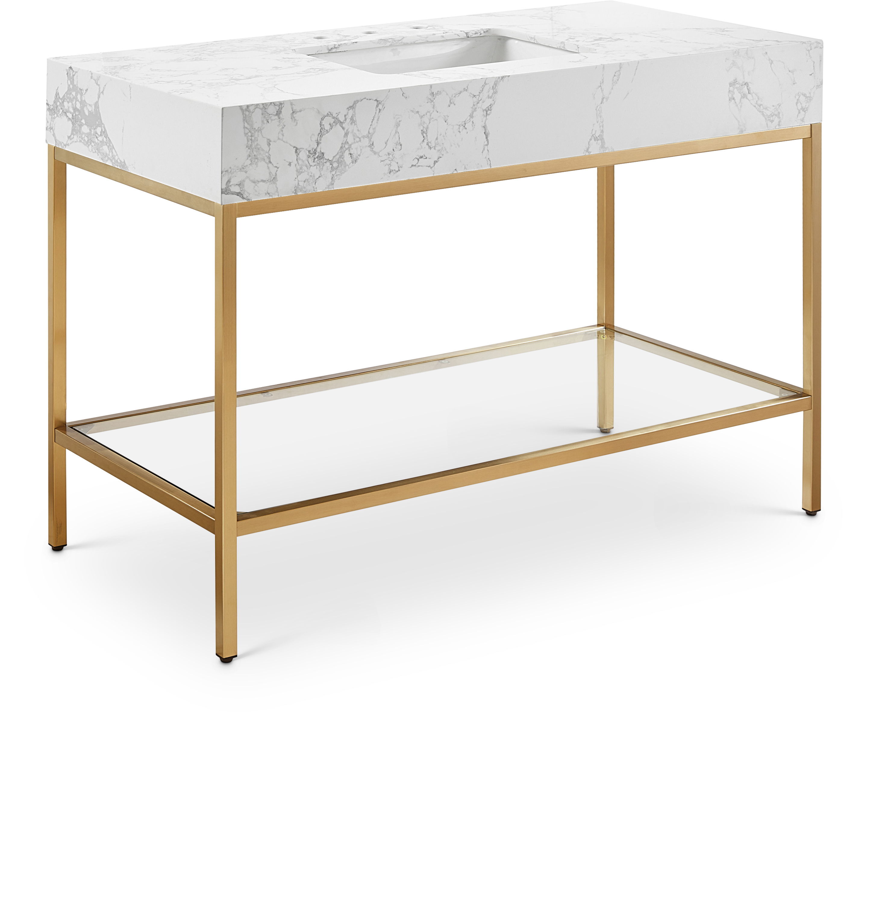 Marmo - 48" Engineered Marble Bathroom Vanity With Gold Base - White