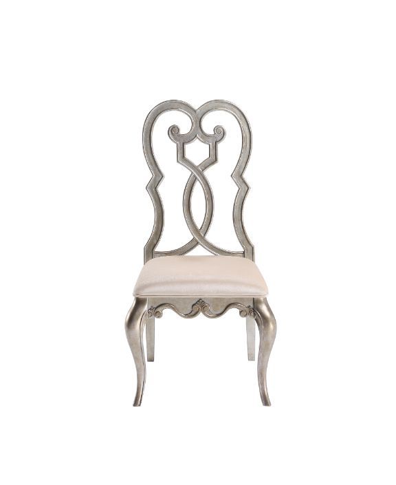 Esteban - Side Chair (Set of 2) - Ivory Velvet & Antique Champagne, beige, view 3