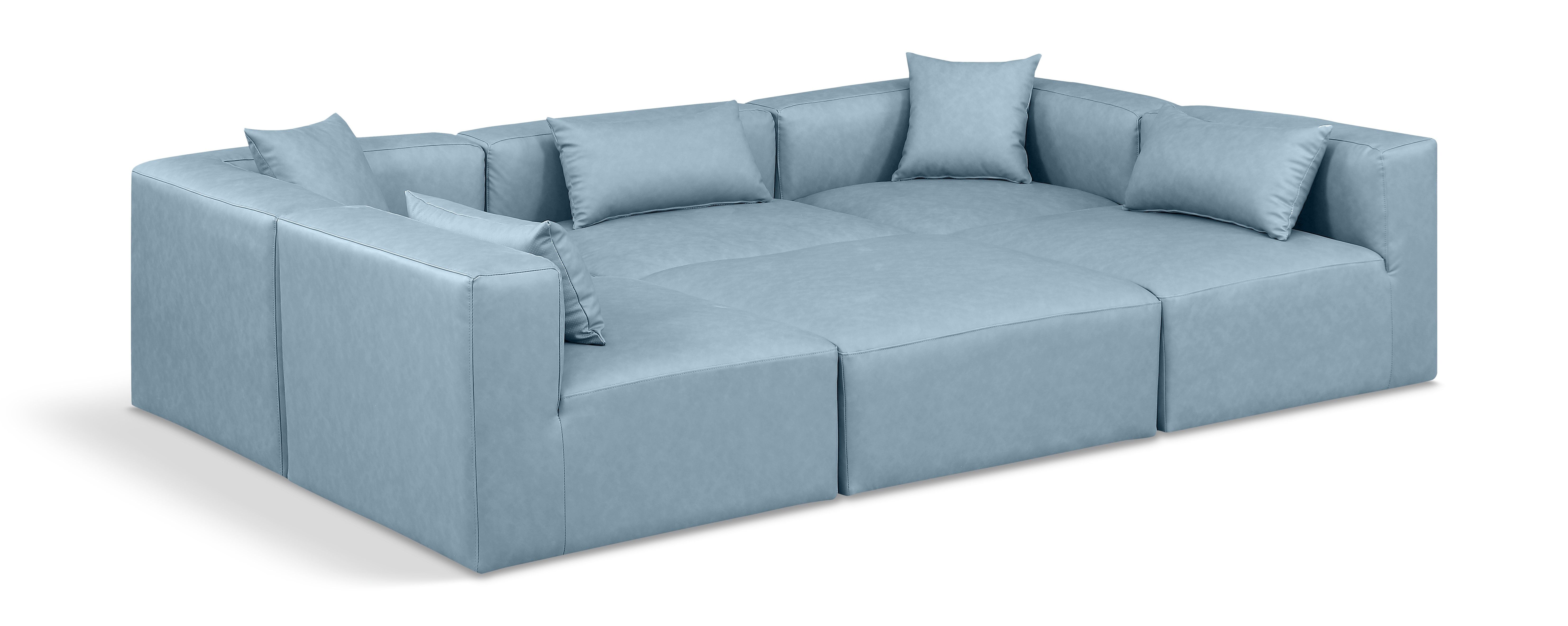 Cube - 6 Piece Modular Sectional - Light Blue