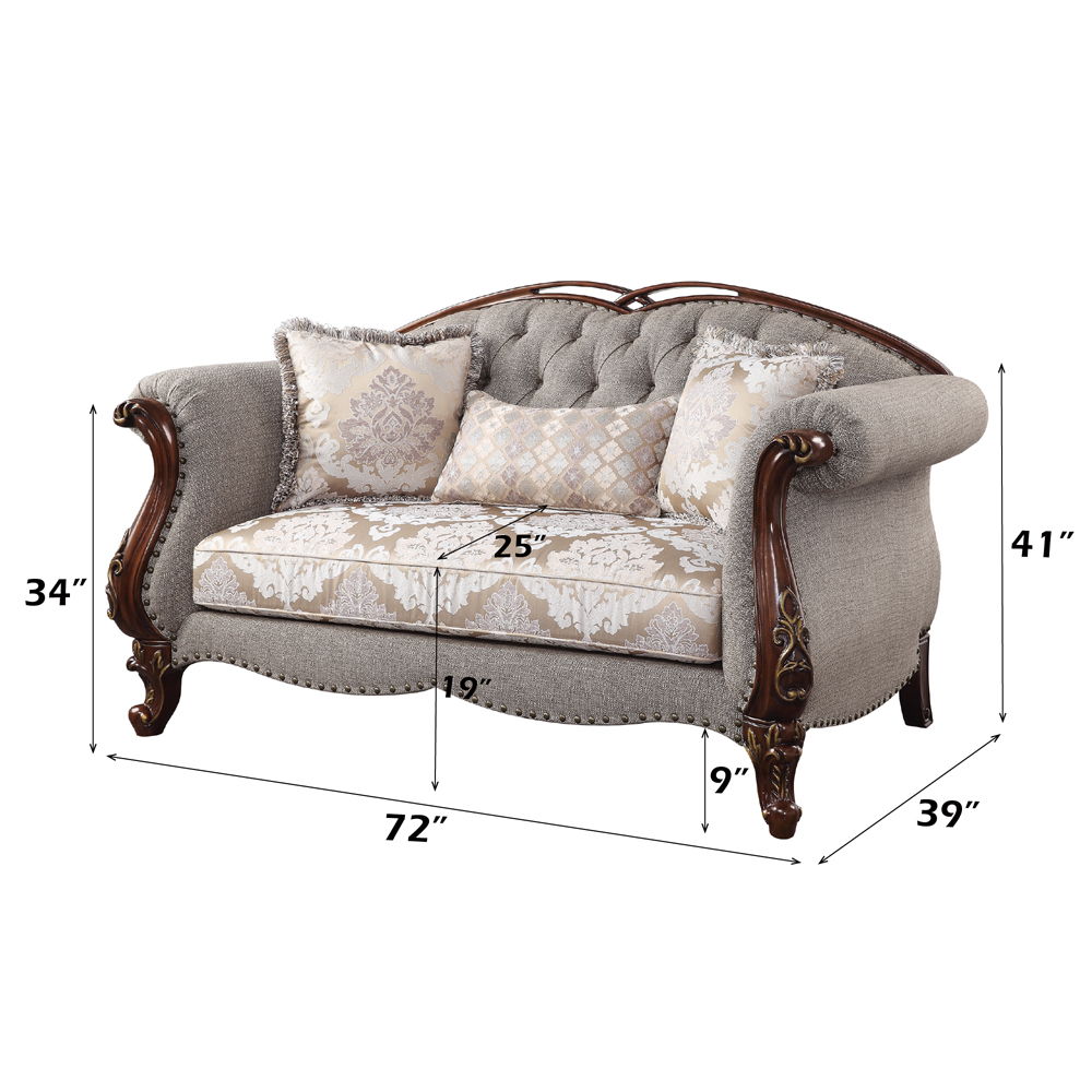Miyeon - Loveseat With 3 Pillows - Fabric & Cherry, beige, view 4
