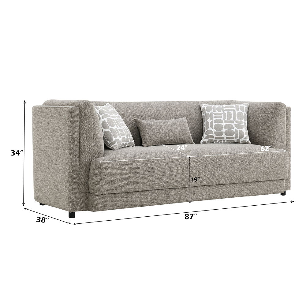 Glenda - Sofa With 3 Pillows - Gray Chenille, gray, view 7