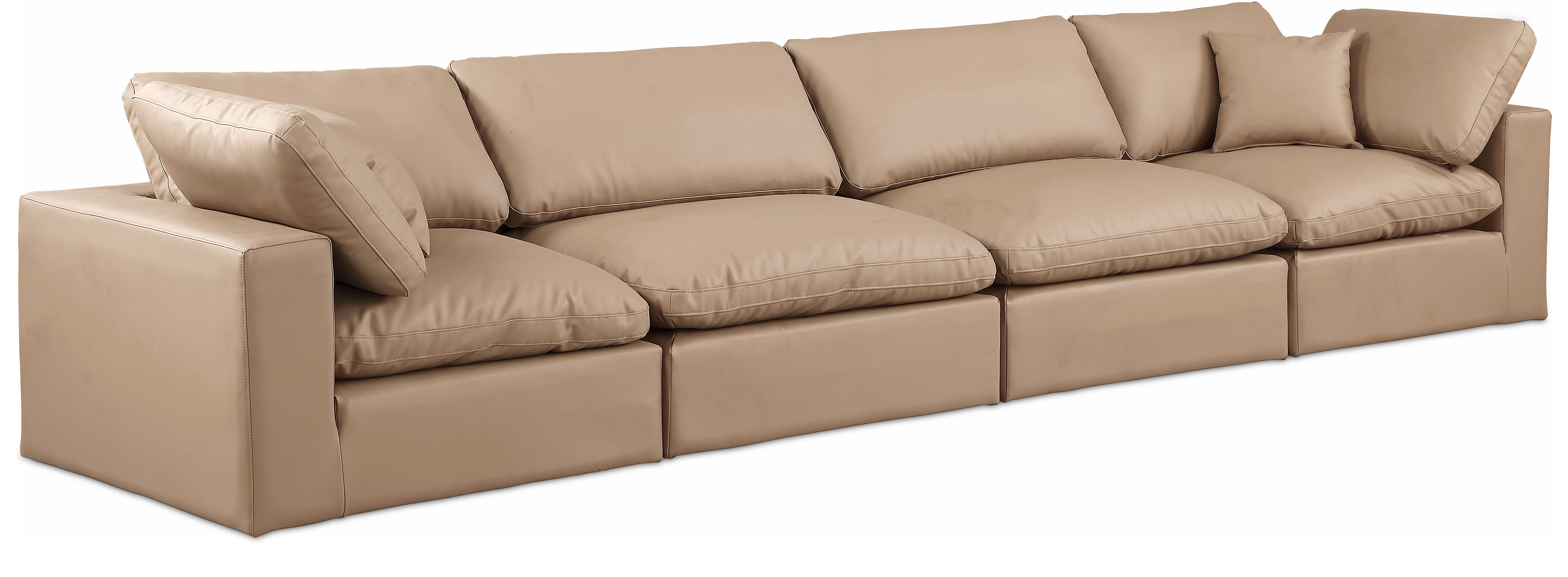 Comfy - Faux Leather Modular Sofa 4 Seats - Tan