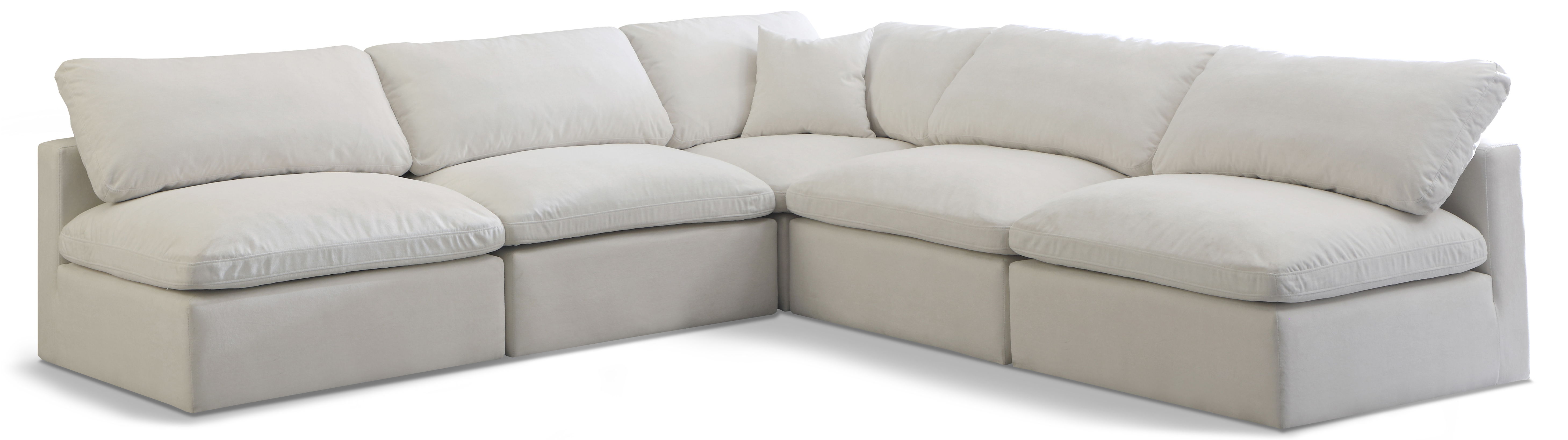 Plush - 5 Piece Modular Corner Armless Sectional - Cream