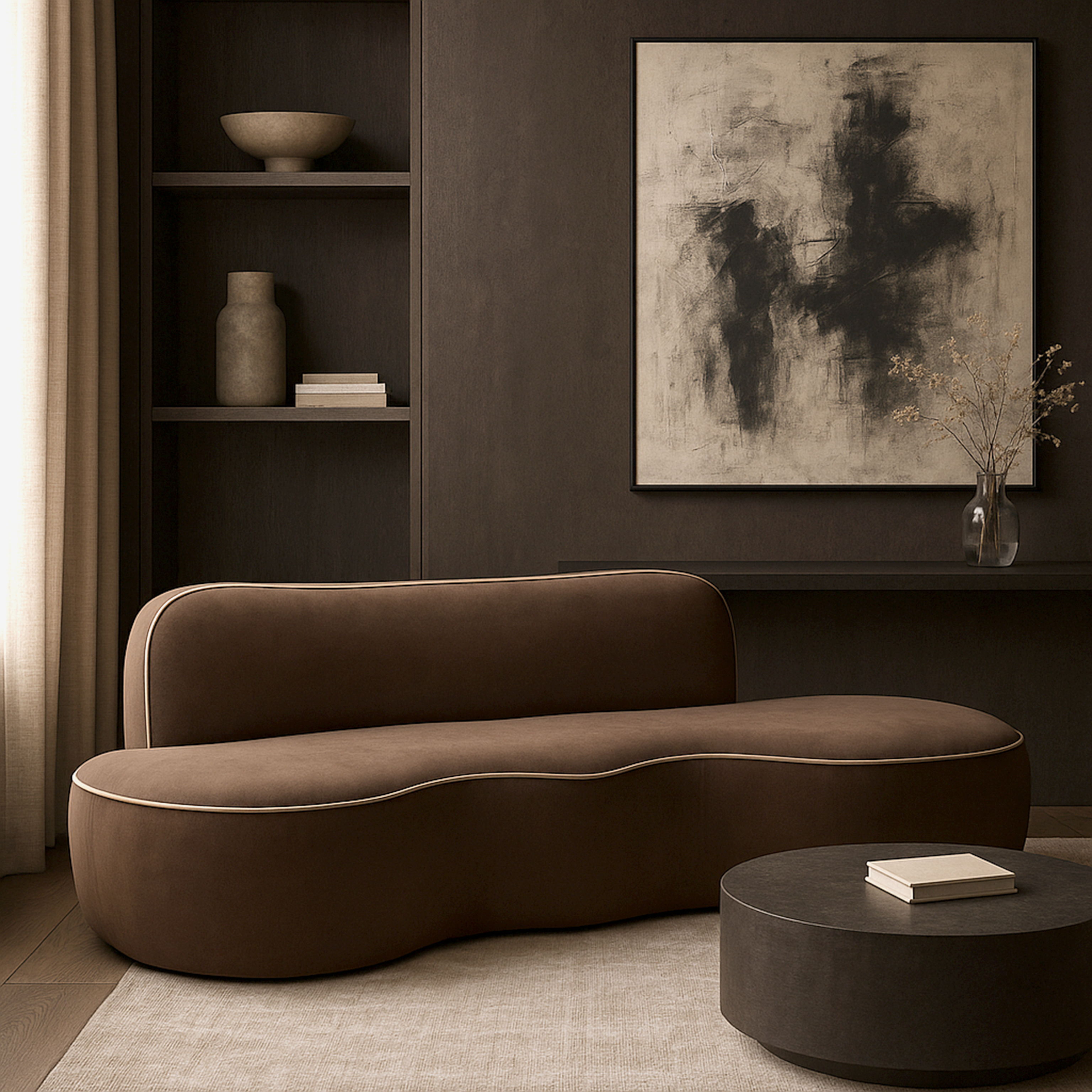 Swerve - Velvet 101" Upholstered Sofa - Brown