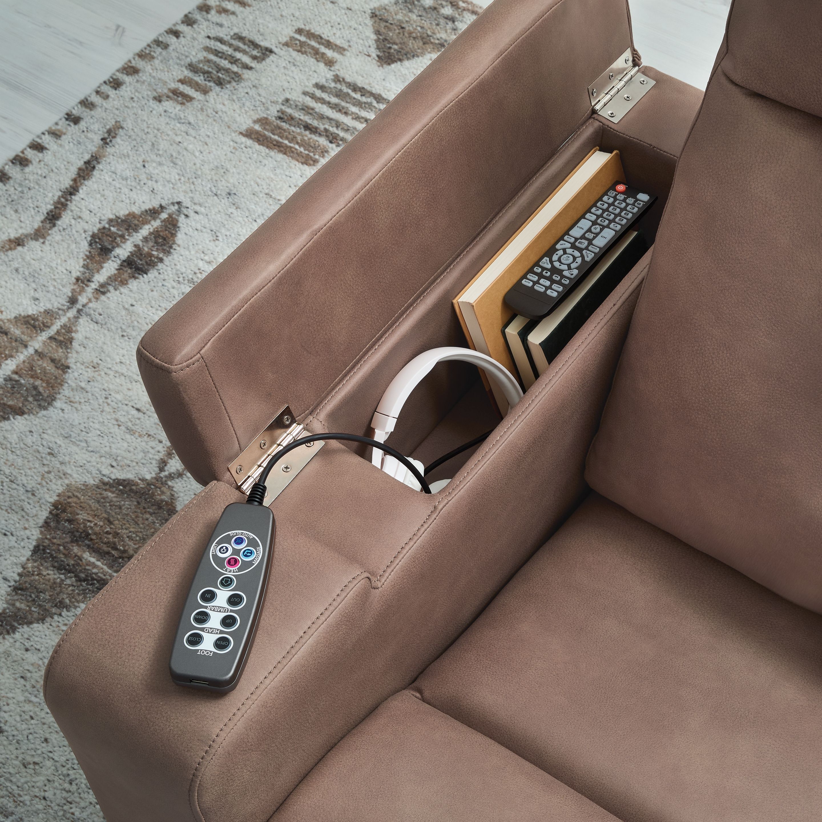 Ashley Furniture Lorrenton - Glider Power Recliner With Audio System - Caramel - Image 7