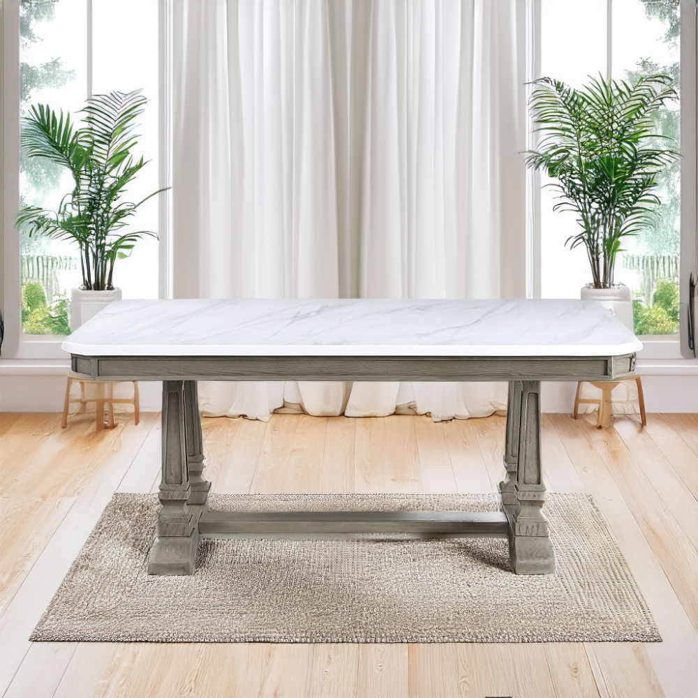 Zumala - Dining Table - Marble Top & Weathered Oak, white, view 4
