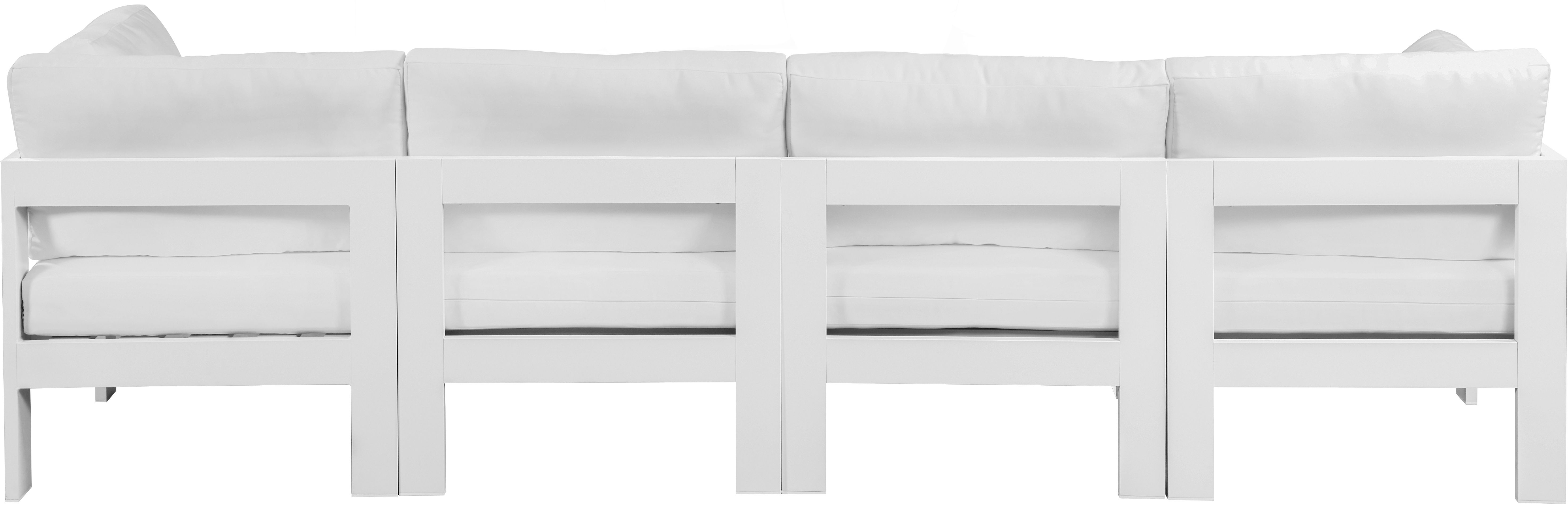 Nizuc - Outdoor Patio 4 Piece Modular Sofa With White Frame - White