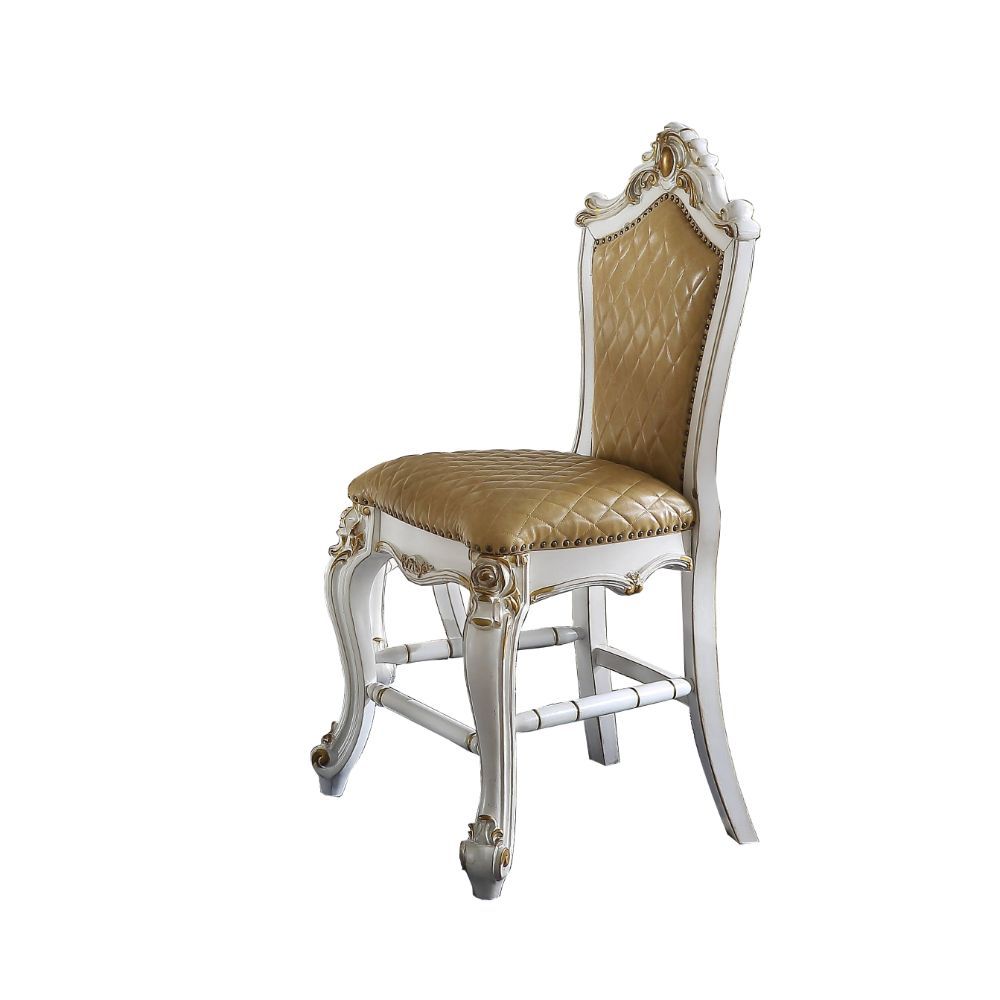 Picardy - Counter Height Chair (Set of 2) - Butterscotch Synthetic Leather & Antique Pearl, beige
