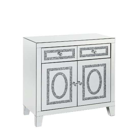 Noralie - Cabinet - Mirrored & Faux Diamonds, silver