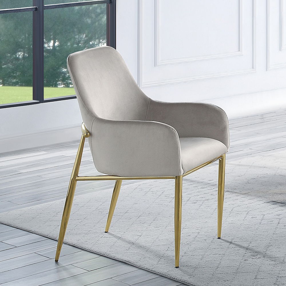Barnard - Side Chair (Set of 2) - Gray Velvet & Mirrored Gold, beige, view 8