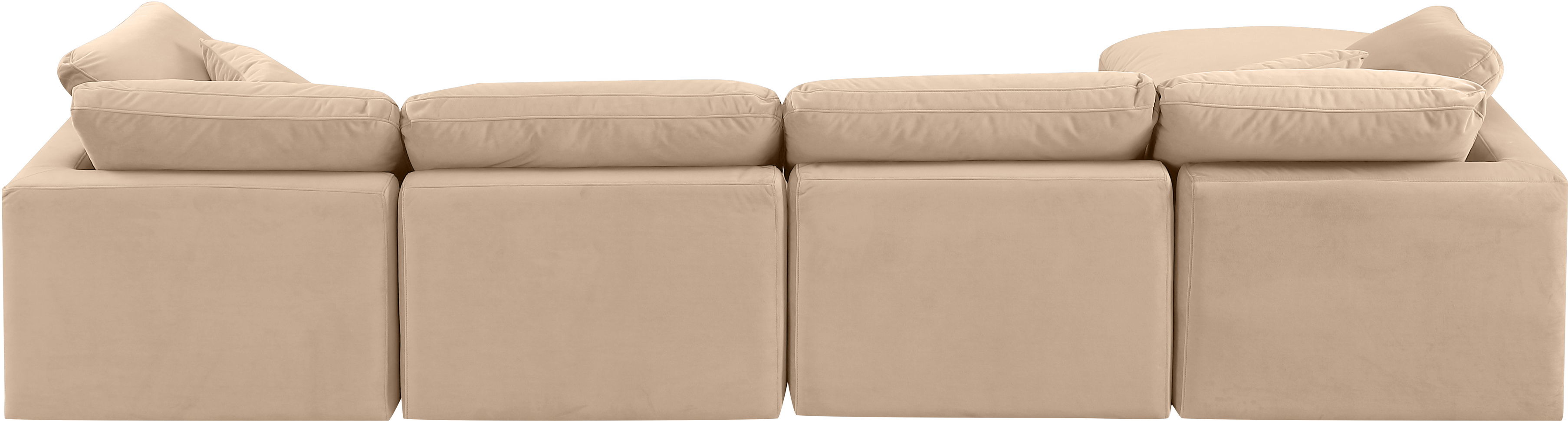 Indulge - Velvet 5 Piece Modular Sectional With Chaise - Beige