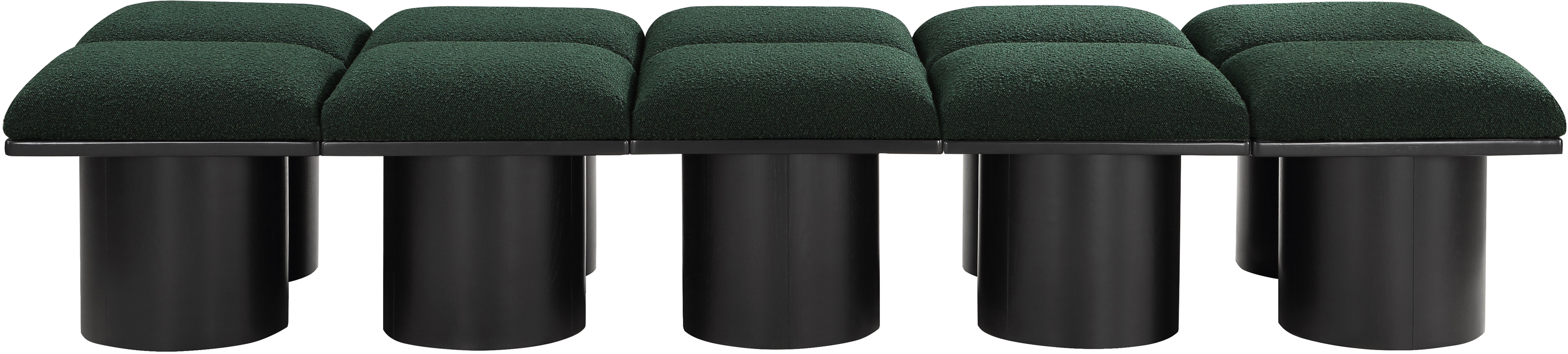 Pavilion - 90" 10 Piece Modular Bench With Black Base - Green