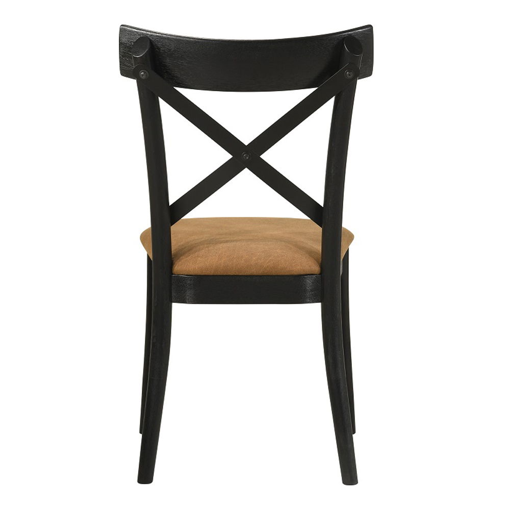 Hillary - Side Chair (Set of 2) - Brown Leather Aire, Walnut & Black, black, view 3