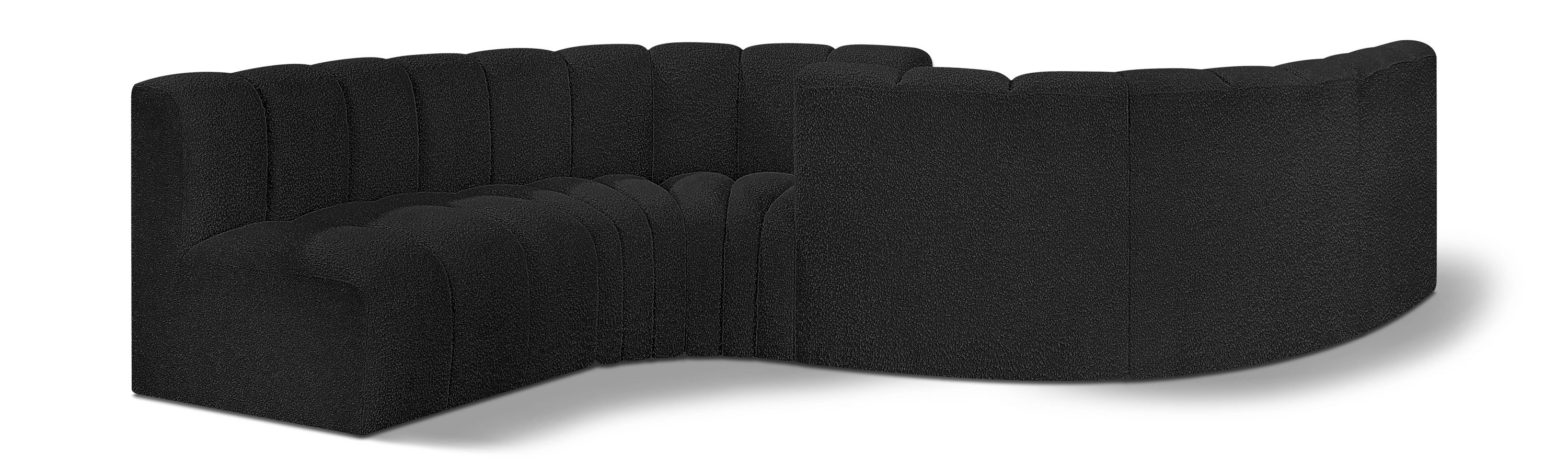 Arc - Boucle Fabric 6 Piece Modular Sofa - Black