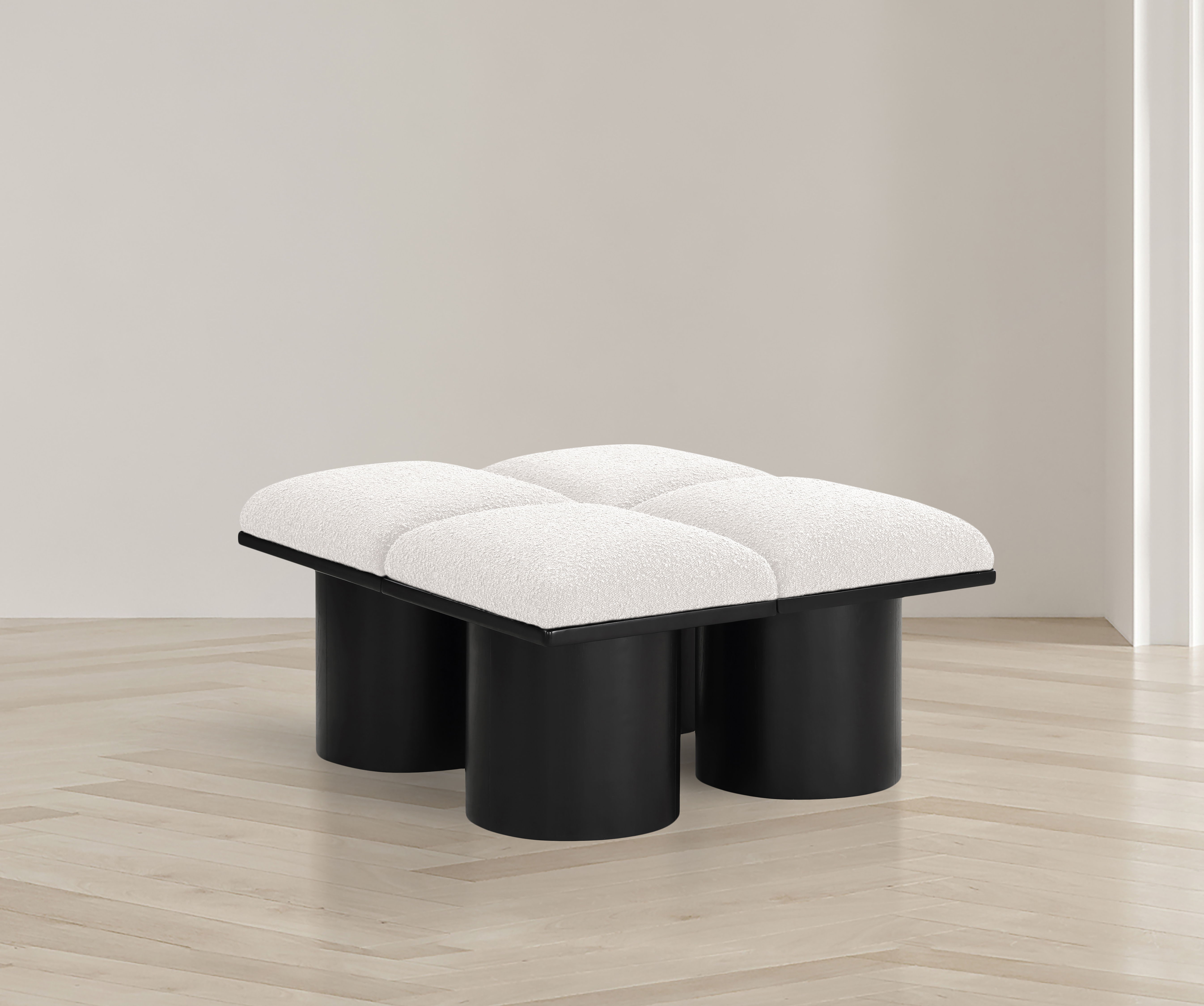Pavilion - 31" 4 Piece Modular Bench With Black Base - Cream