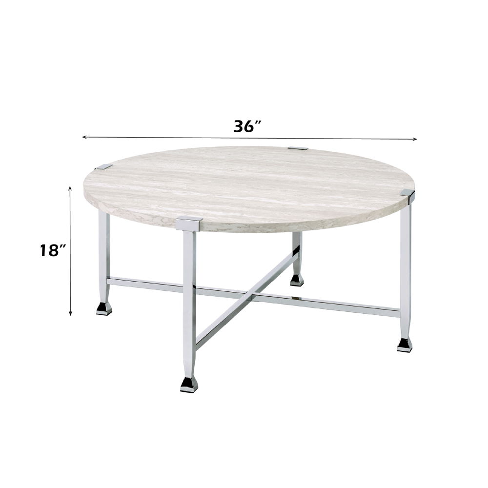 Brecon - Coffee Table - White Oak & Chrome, white, view 3