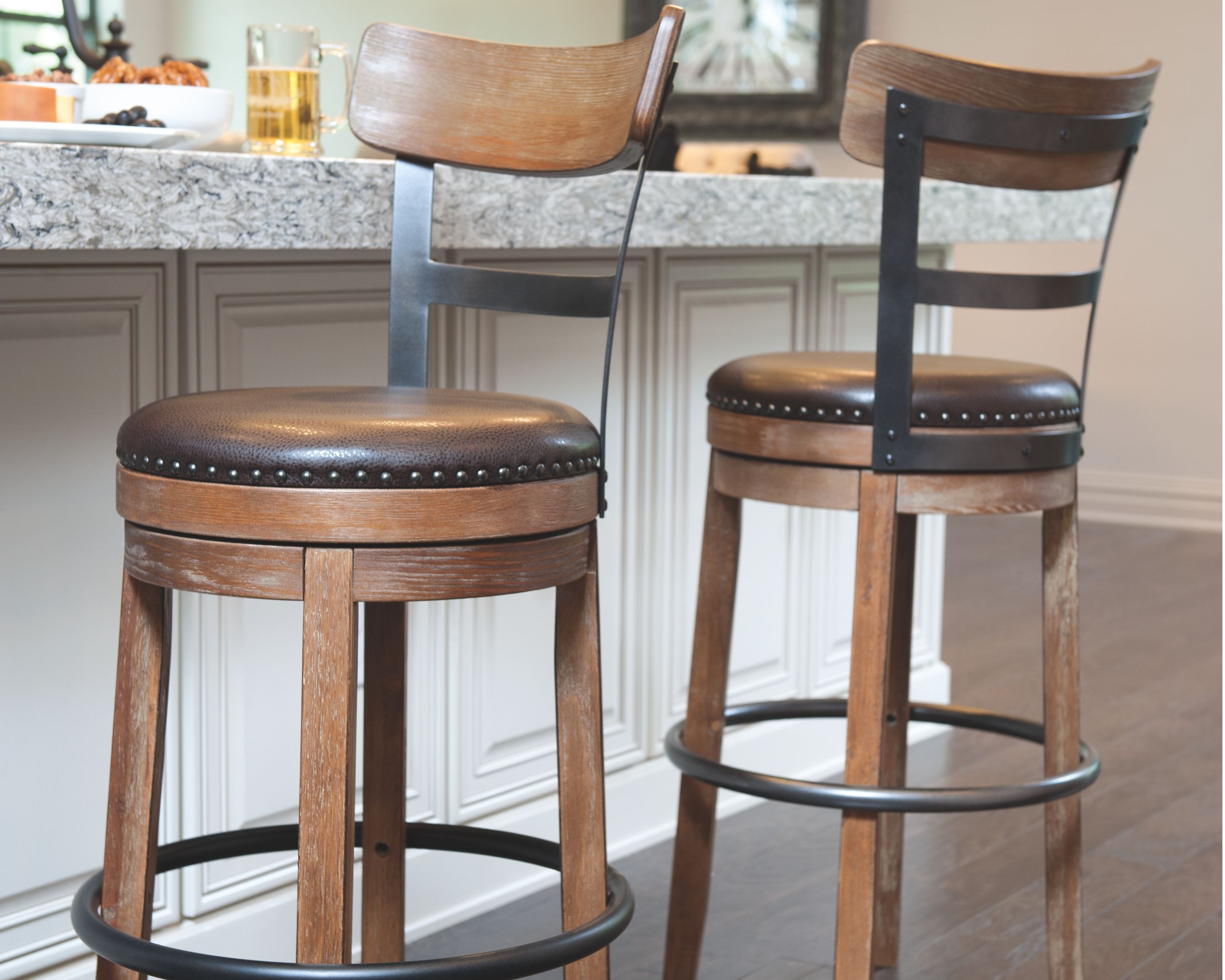 Pinnadel - Tall UPH Swivel Barstool - Light Brown