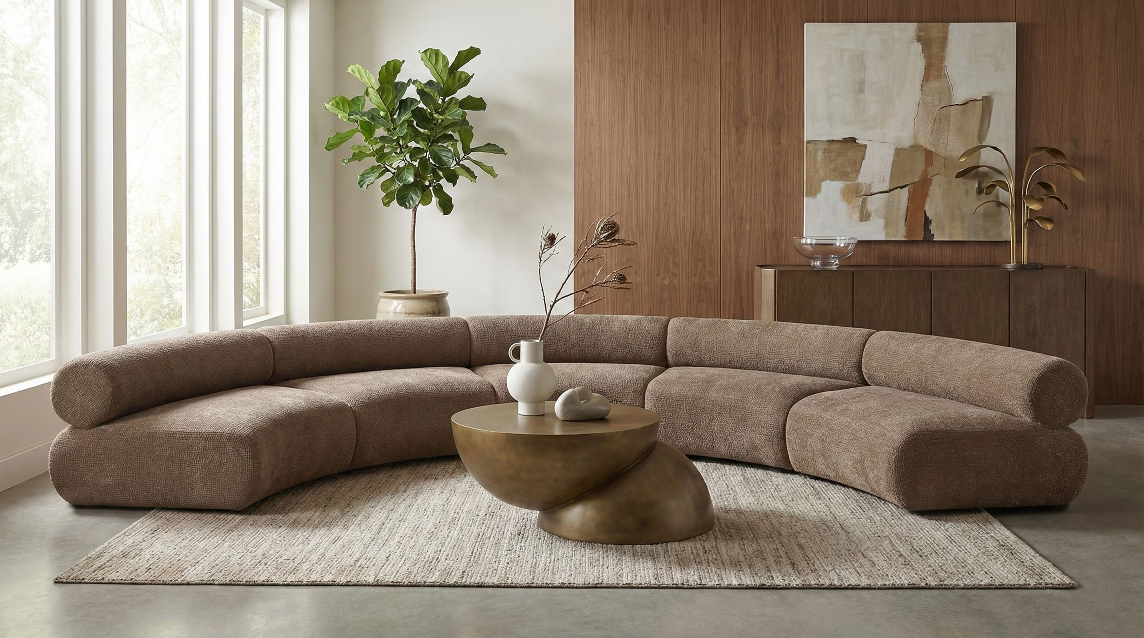 Bale - 202" Chenille Fabric Upholstered 5 Piece Modular Sectional - Brown