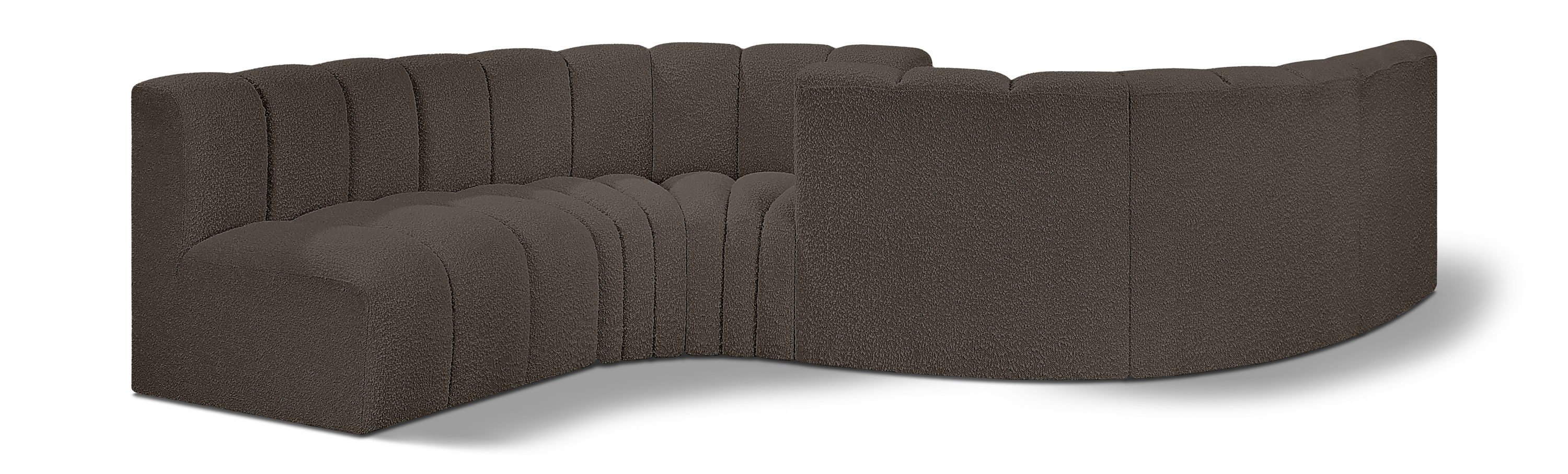 Arc - Boucle Fabric 6 Piece Modular Sofa - Brown