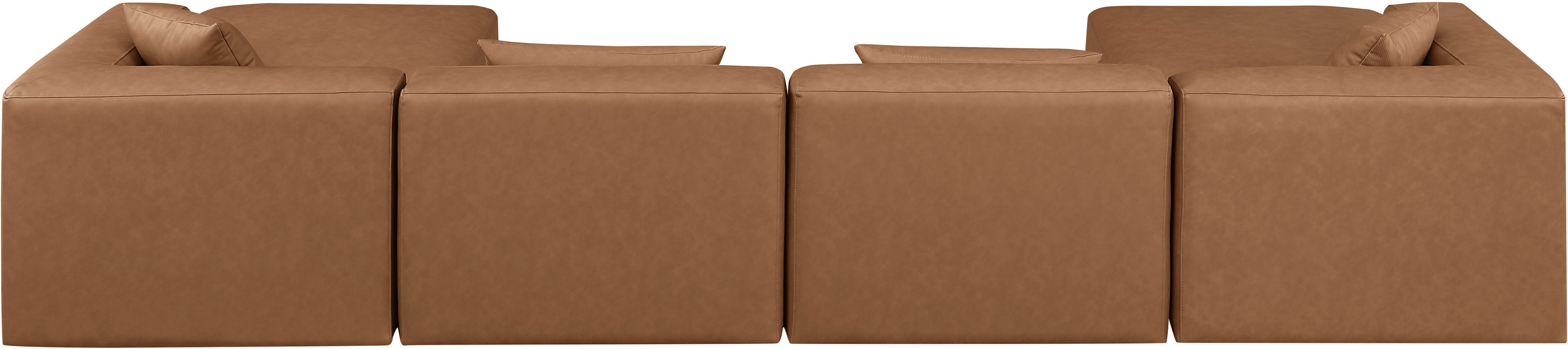 Cube - 6 Piece Modular Double Chaise Sectional - Brown