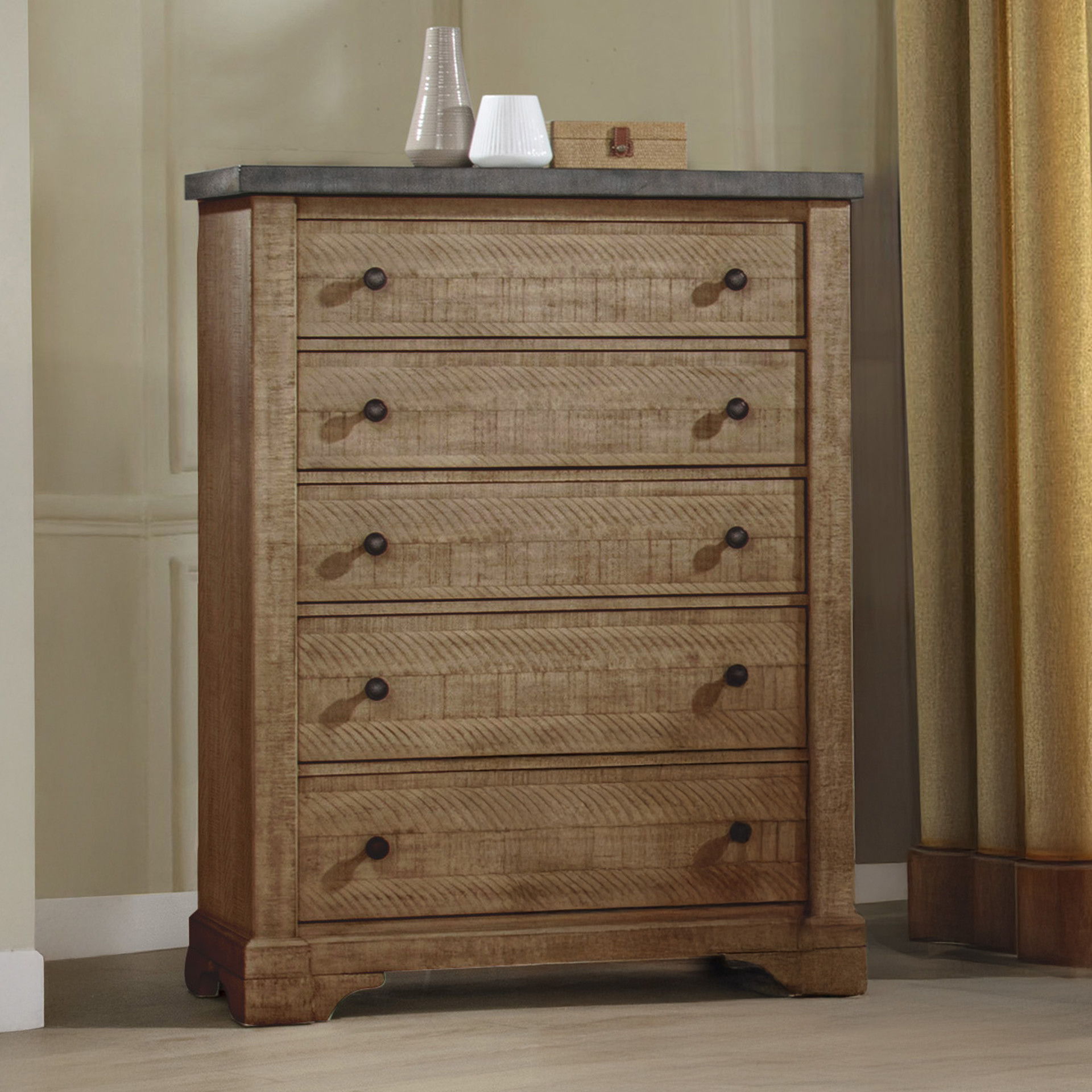 Augusta - Lift Top Chest - Rustic Brown, light brown