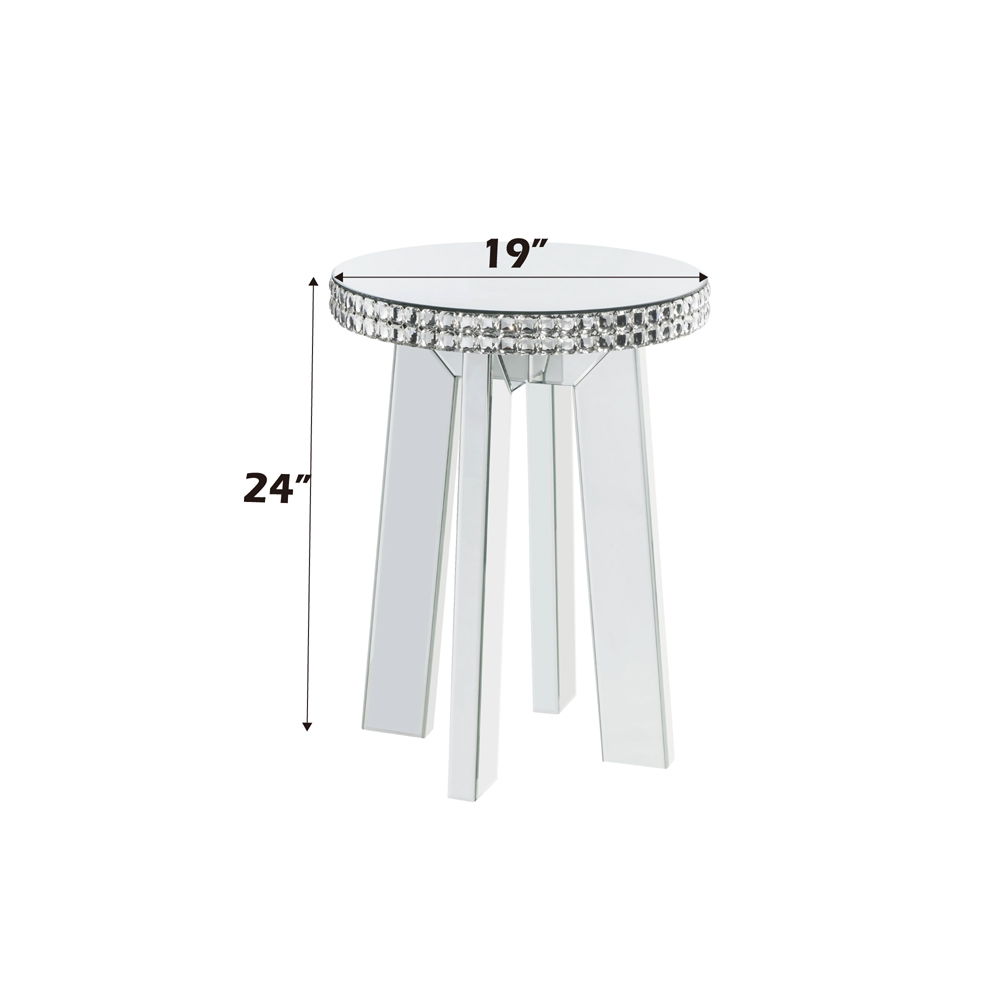 Lotus - End Table - Mirrored & Faux Ice Cube Crystals, silver, view 4