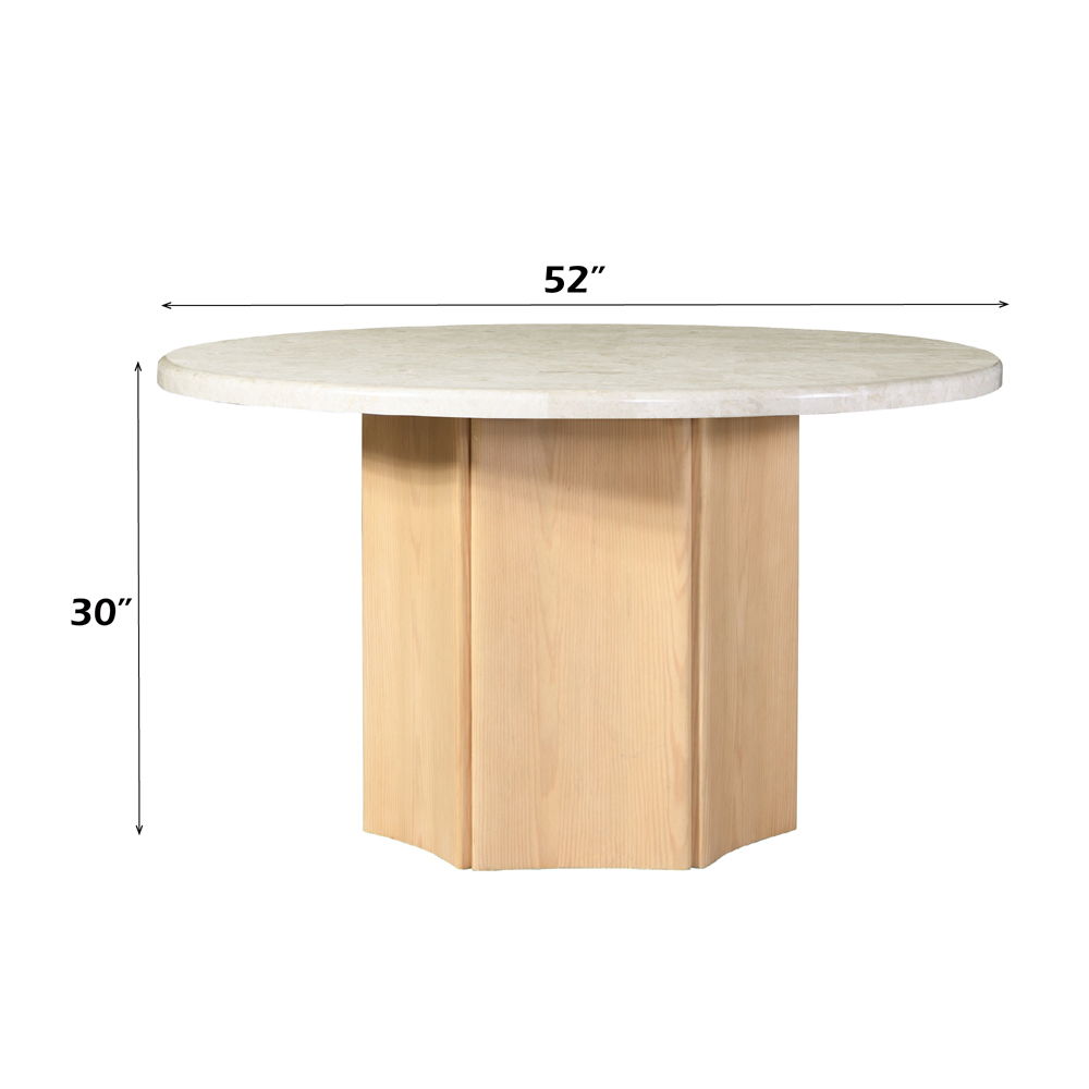 Adalynn - Round Dining Table With Marble Top - White & Weathered Gray Oak, white, view 7