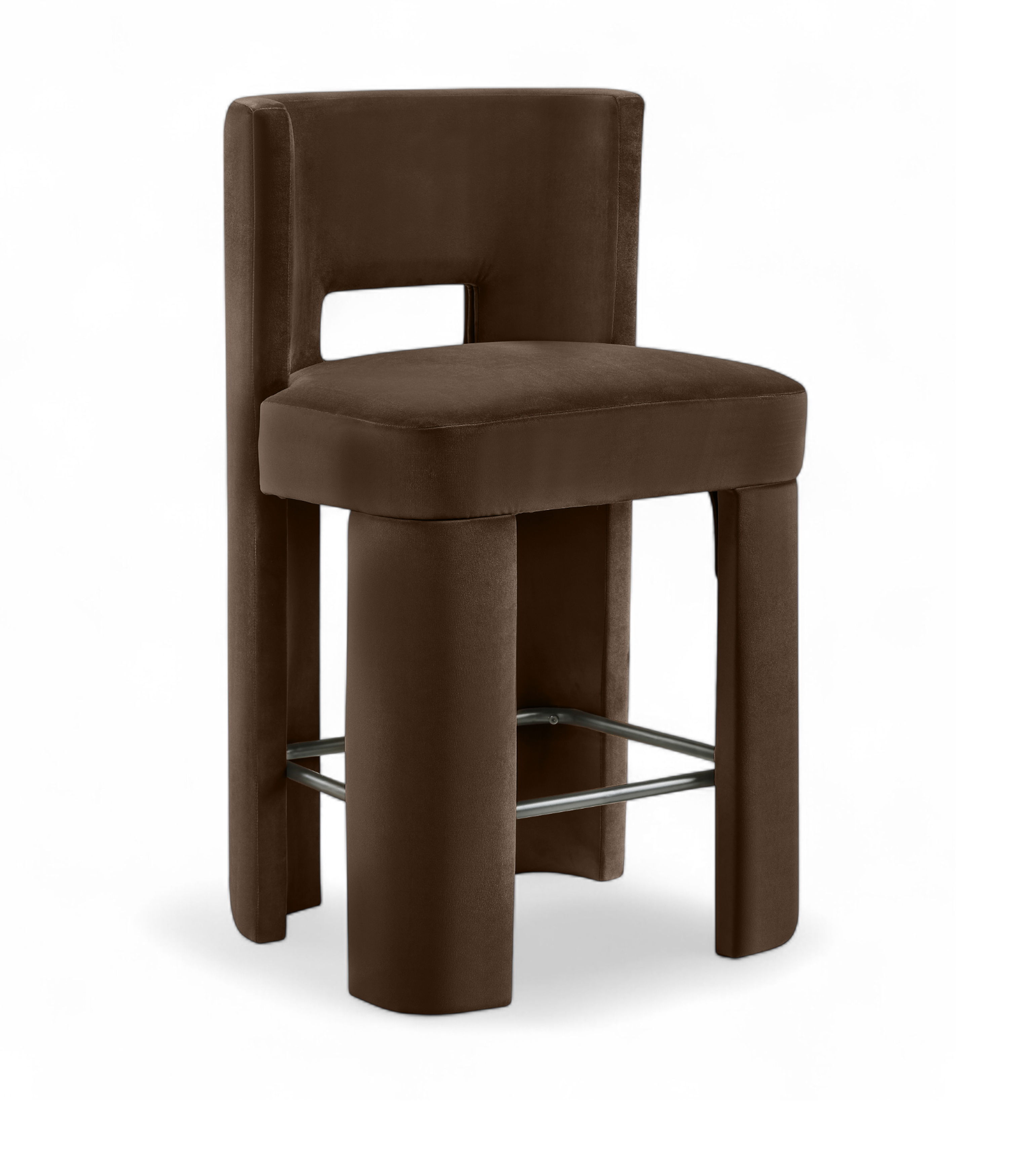 Zuno - Velvet Performance Fabric Upholstered Counter Stool (Set of 2) - Brown