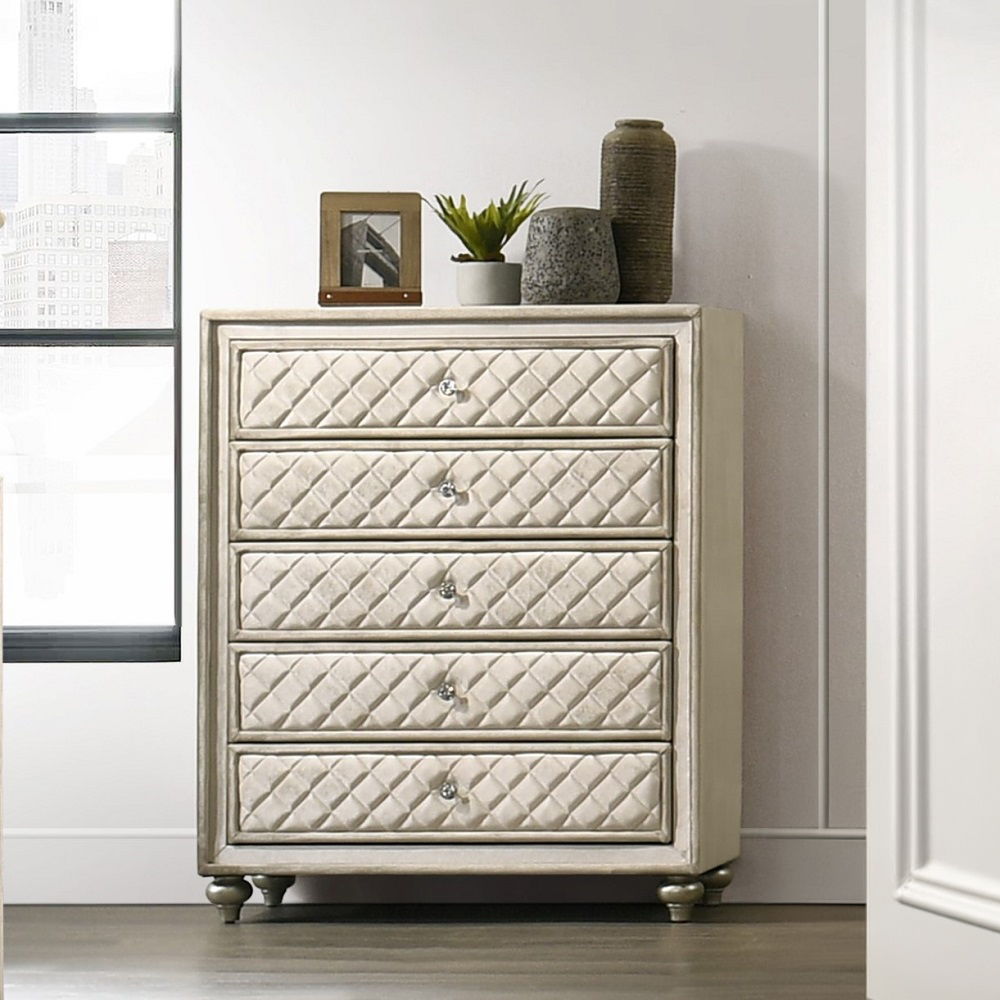 Lucienne - Chest - Beige Velvet, beige