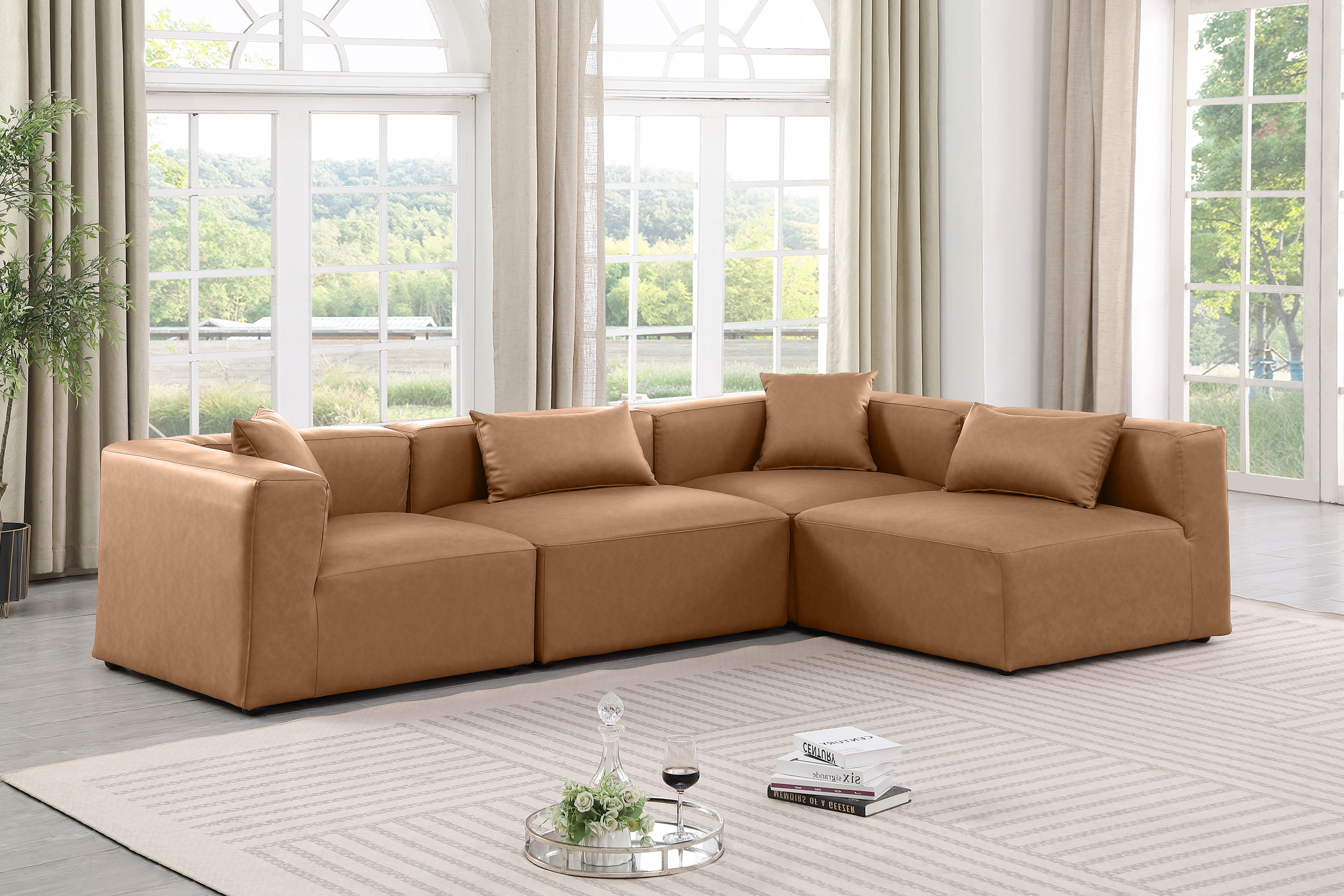 Cube - 4 Piece Modular Corner Sectional - Brown