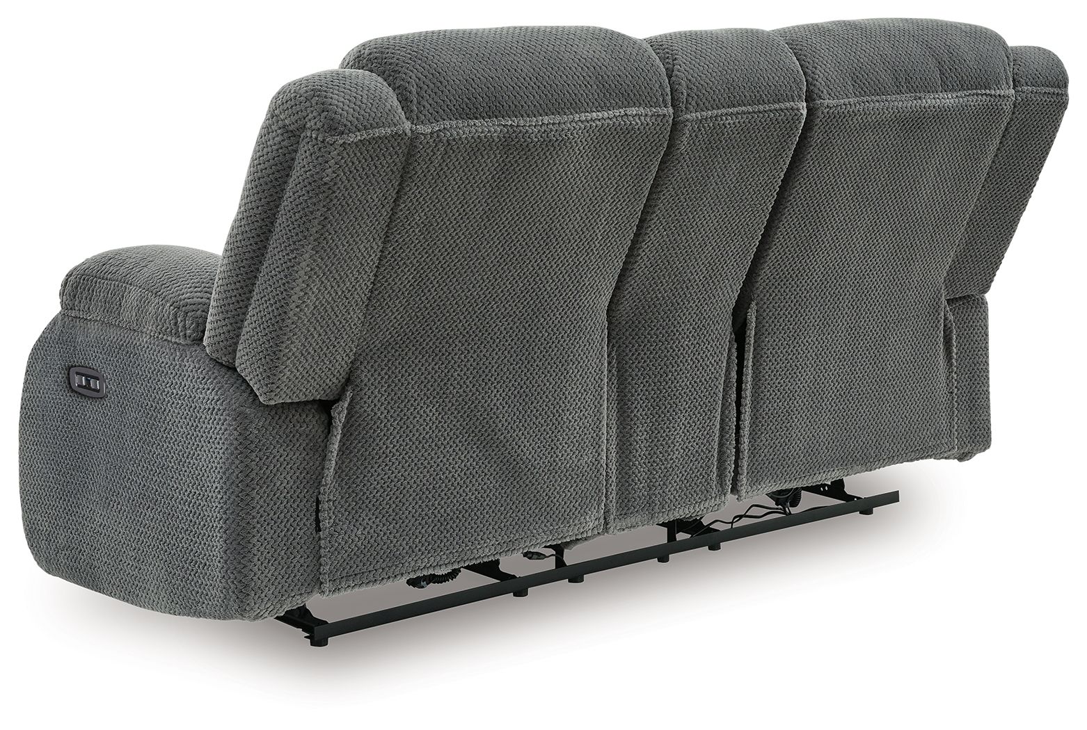 Ashley Furniture Observation - Double Reclining Power Loveseat With Console - Steel - Image 5