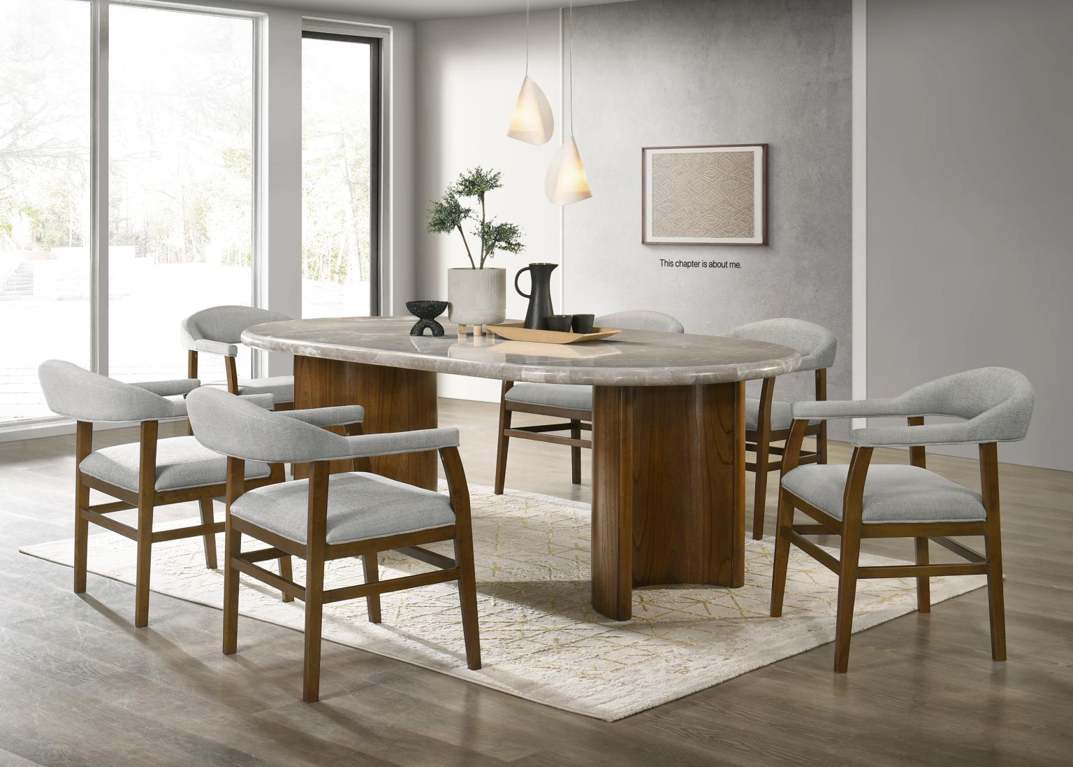 D071 - 7 Piece Dining Room Set (Dining Table, 6 Side Chairs) - Dark Walnut