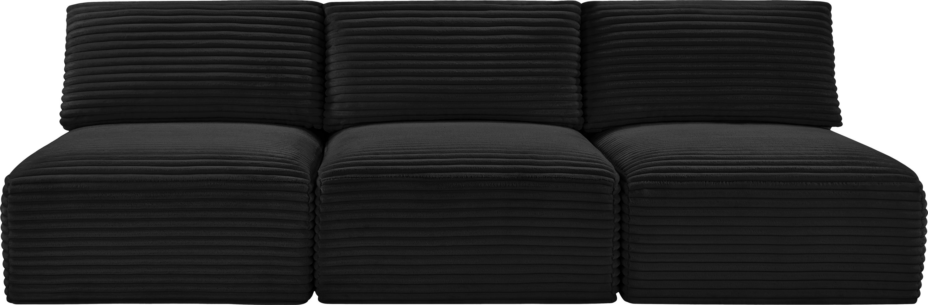 Shaggy - 3 Piece Modular Armless Sofa - Black