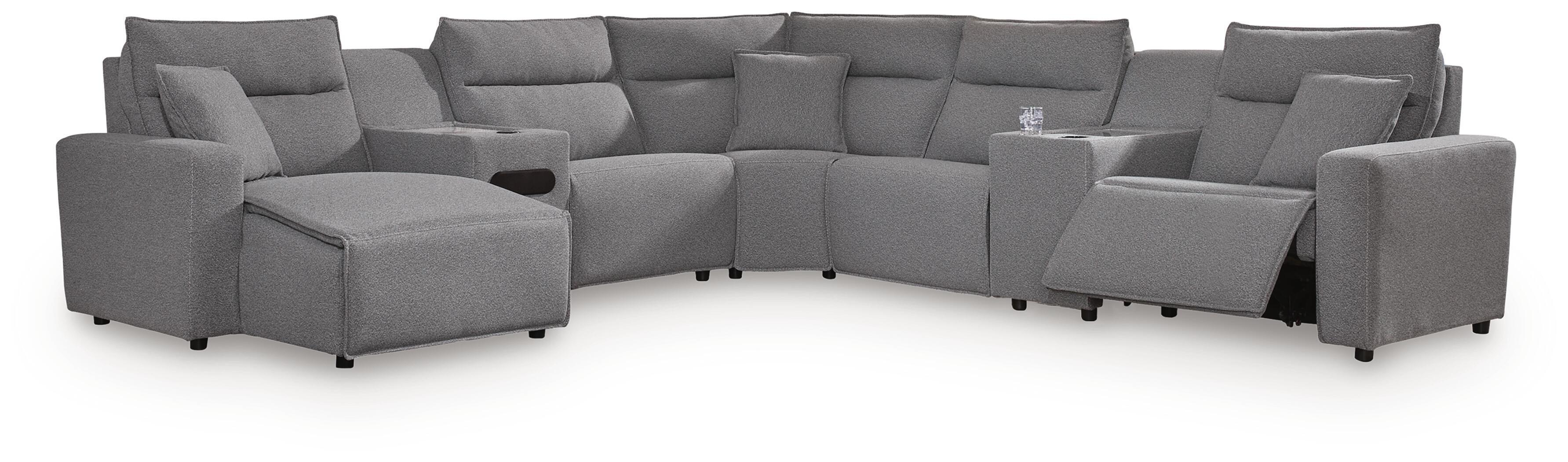 7 Pc · Power Reclining Sectional With LAF Press Back Power Chaise And Audio Console