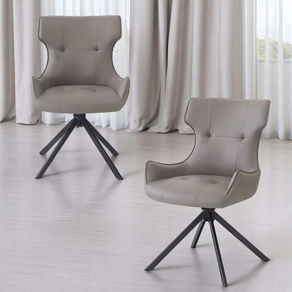 Damita - Camel Synthetic Leather Side Chair With Swivel (Set of 2) - Gray & Black Finsh, gray, view 5