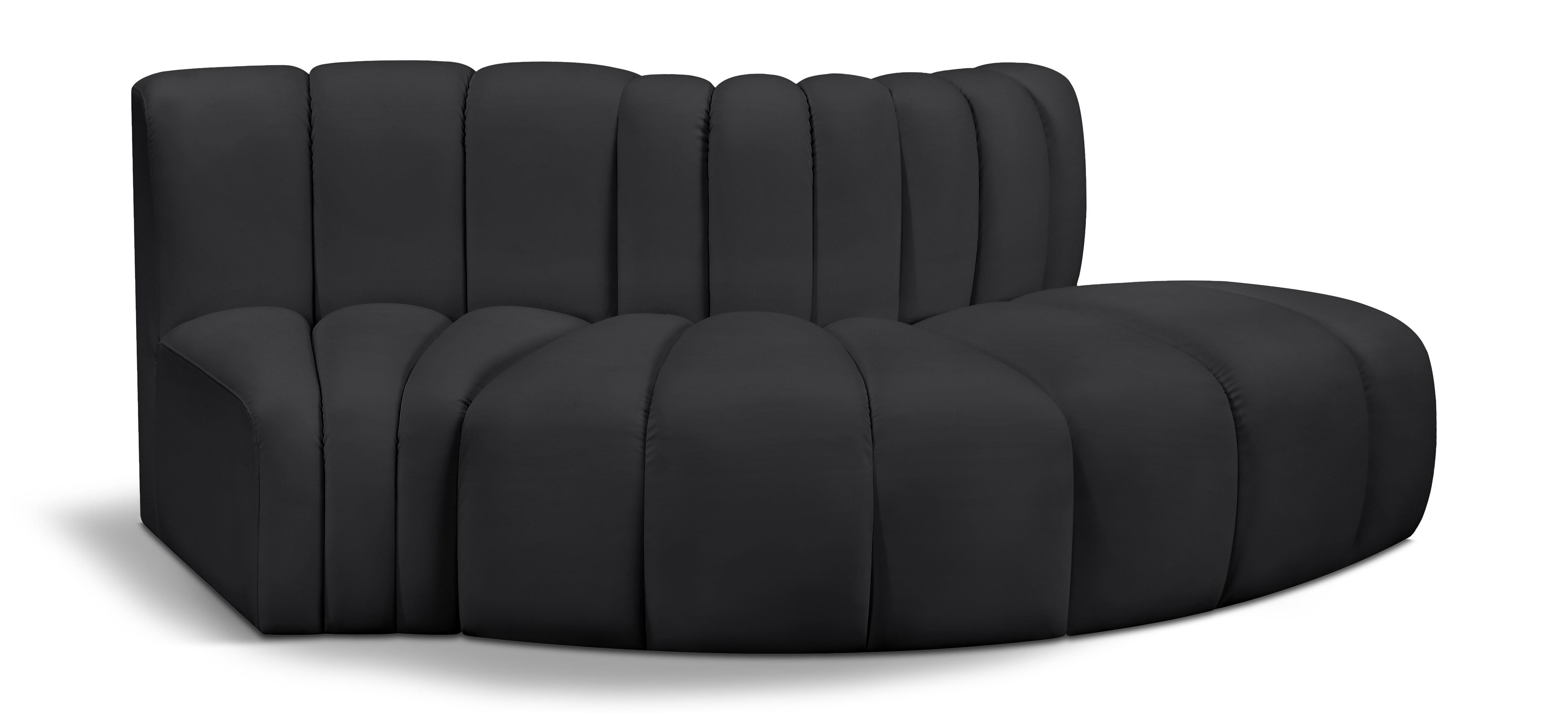 Arc - Faux Leather 3 Piece Modular Sofa - Black