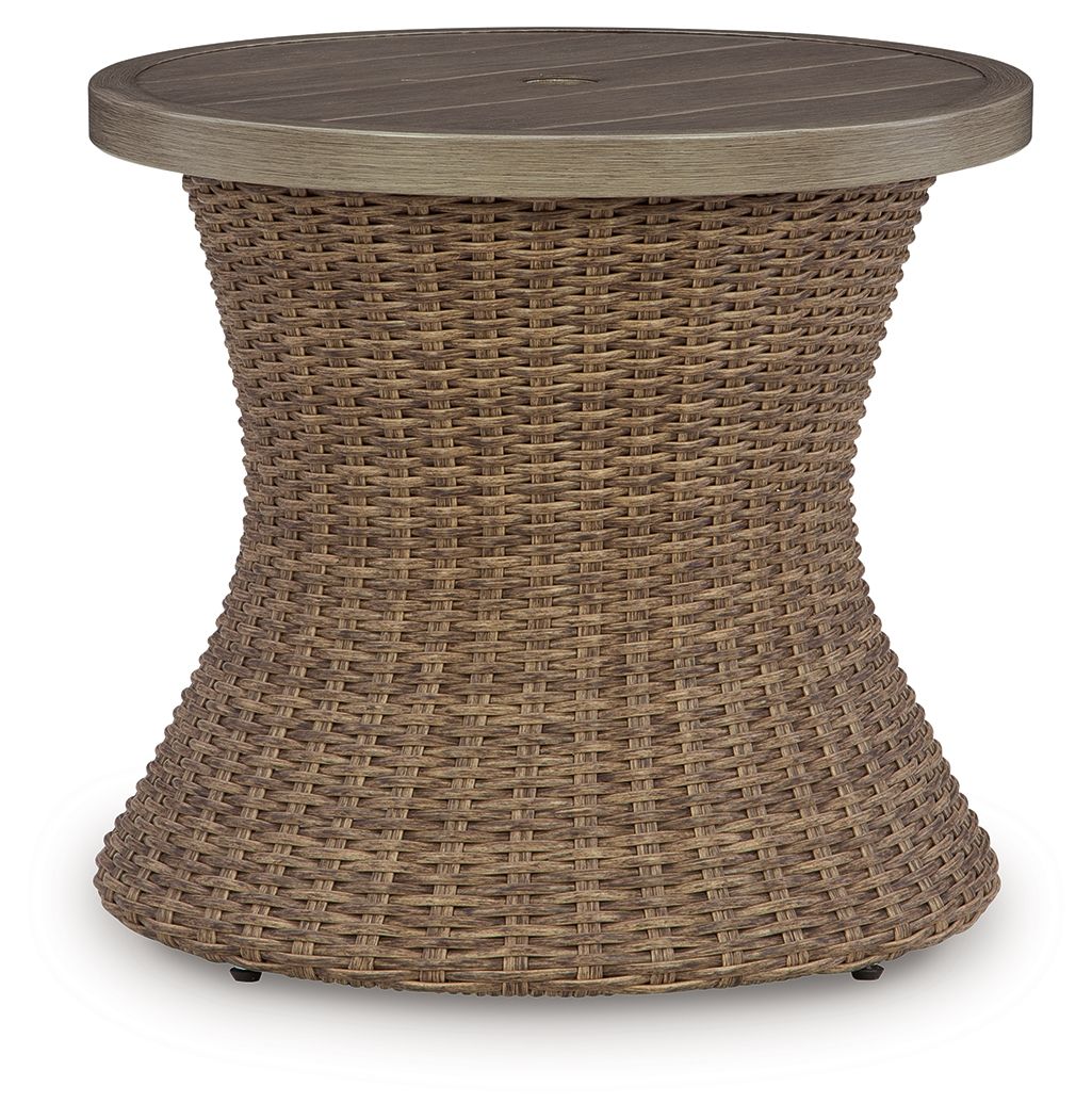 Round End Table With Umbrella Option