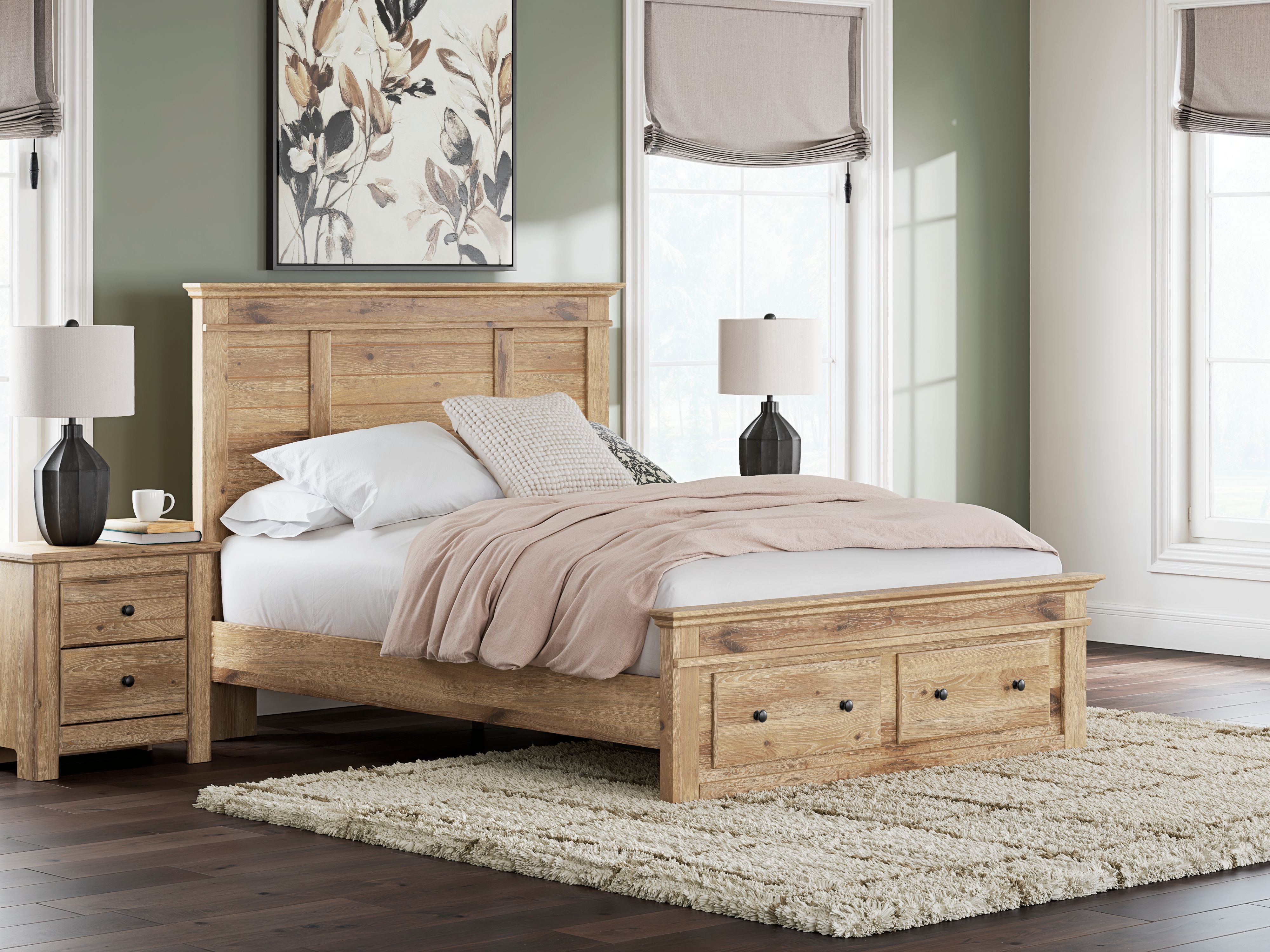 Makidern - Queen Panel Storage Bed With Storage Footboard - Tan