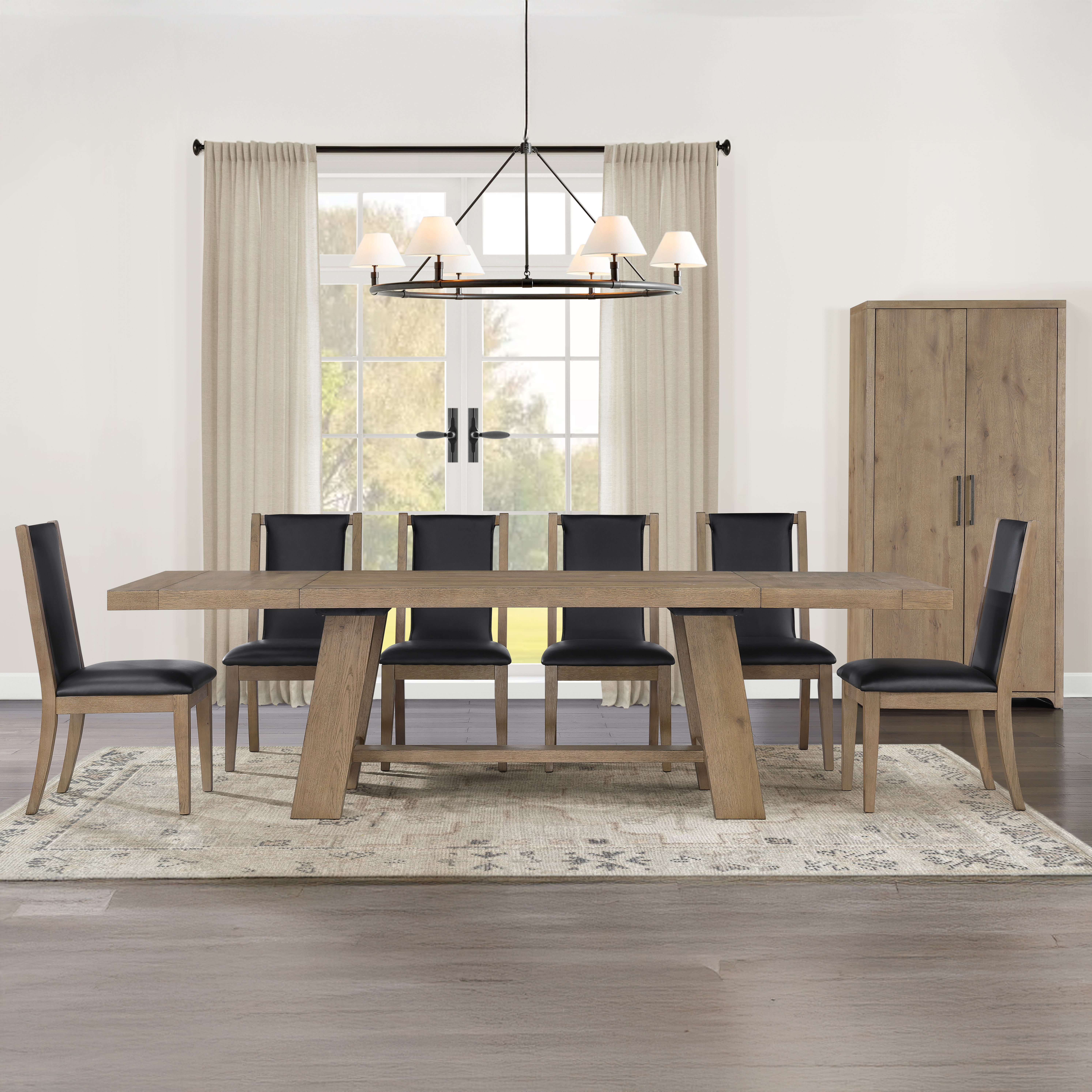 Orinda - 7 Piece Dining Set - Black / Light Brown
