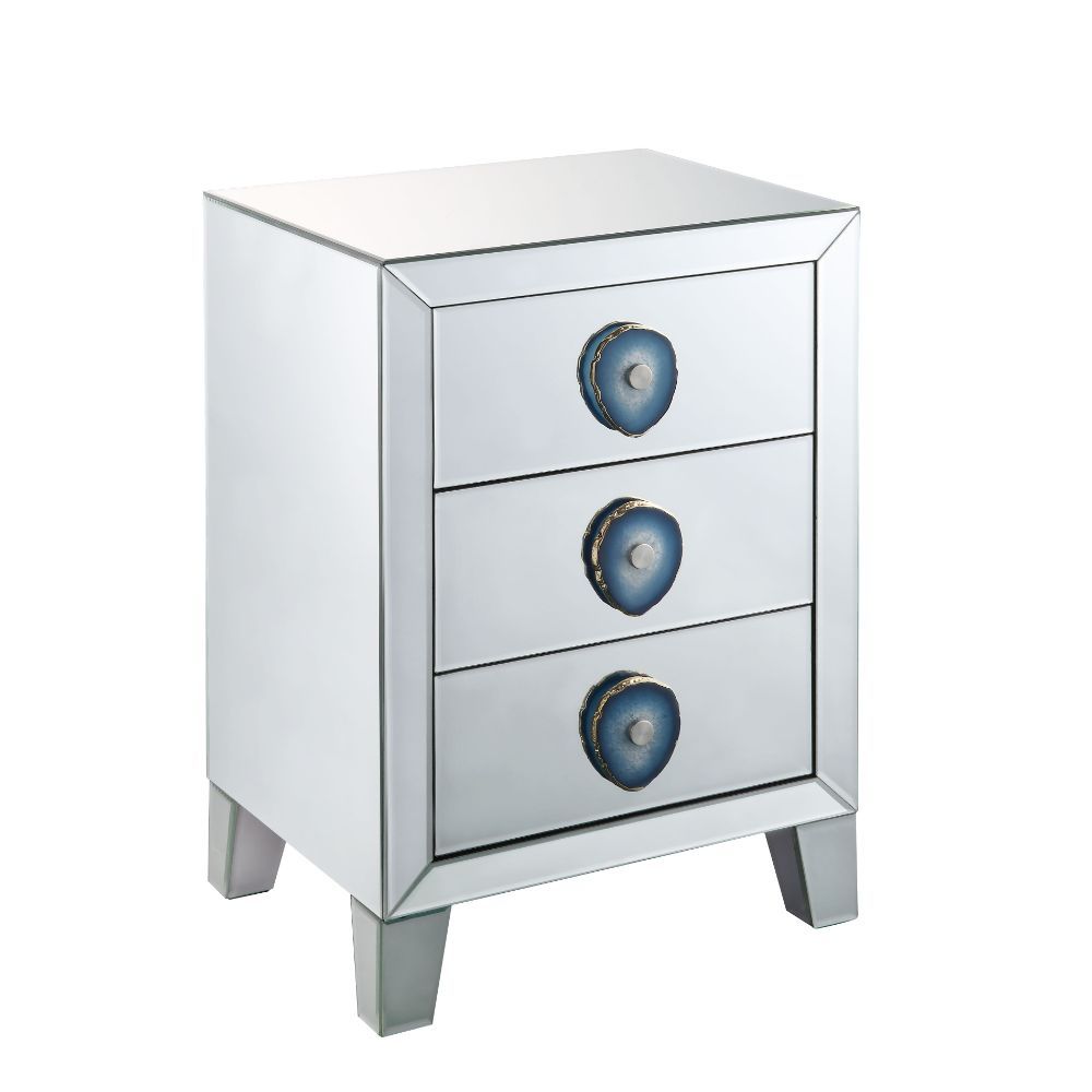 Filip - Accent Table - Mirrored & Faux Agate, silver