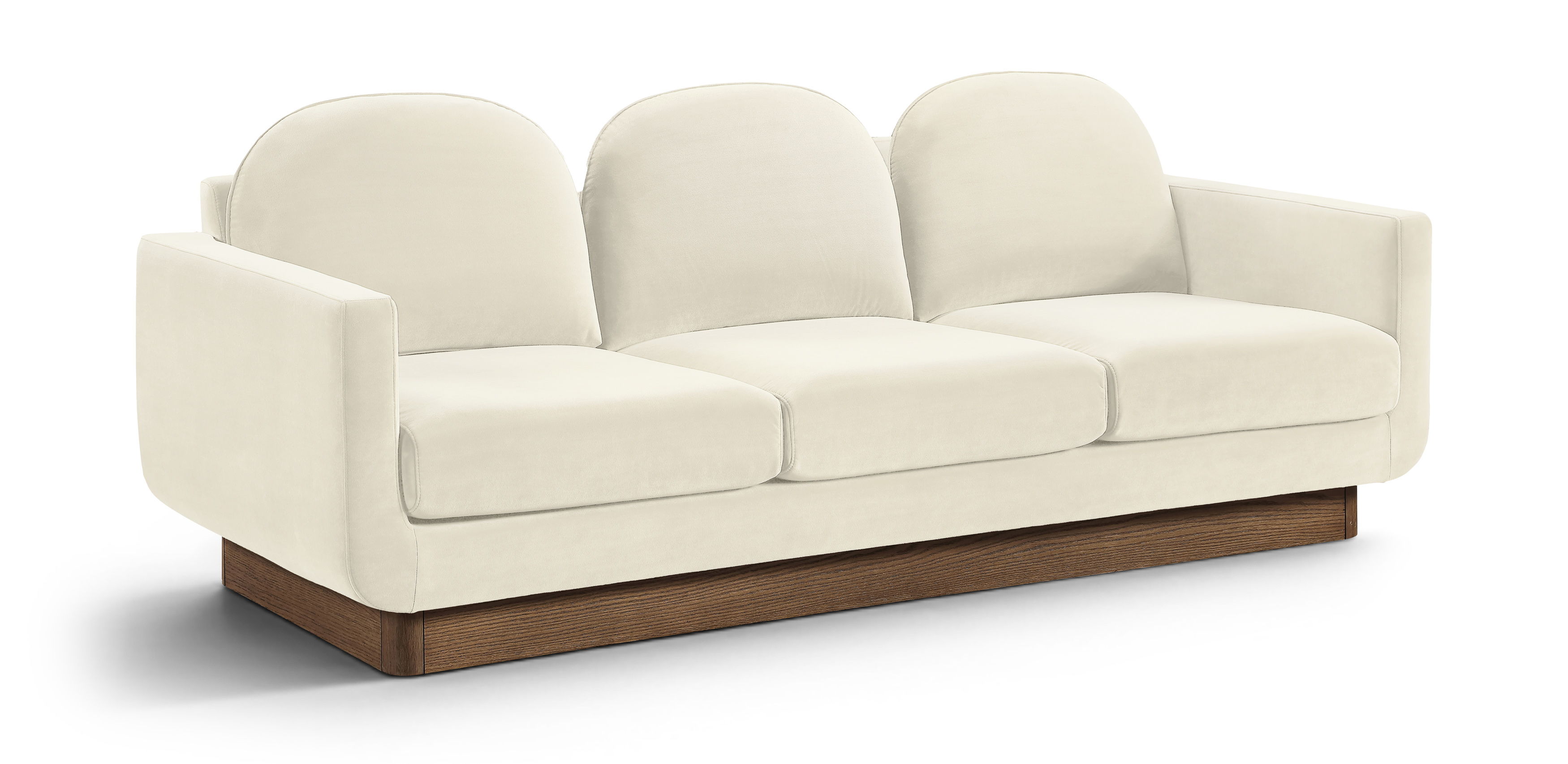 Diviento - Velvet Performance Fabric Upholstered Sofa - Cream
