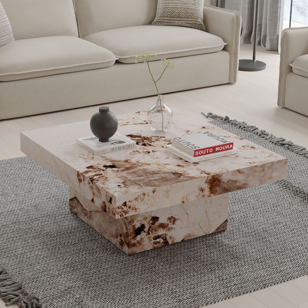 Fultan - Coffee Table - Engineered Stone, pink