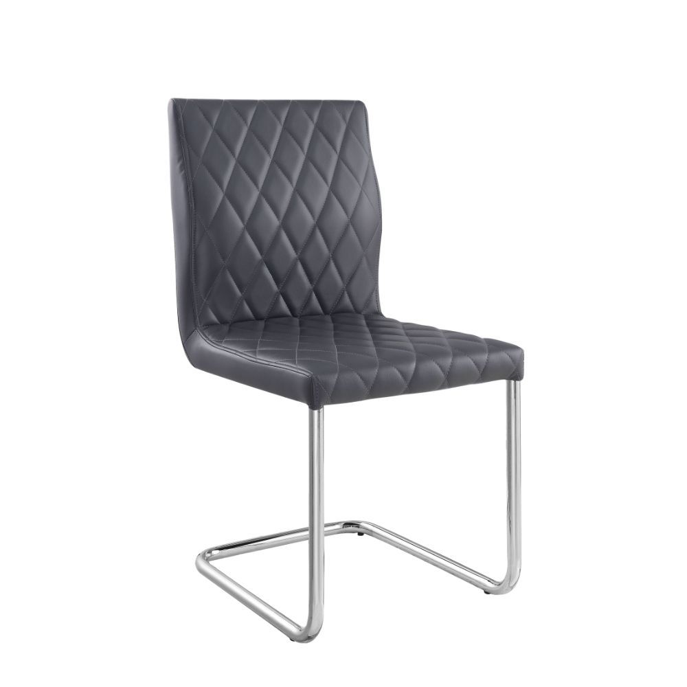 Ansonia - Side Chair (Set of 2) - Gray Synthetic Leather & Chrome, black