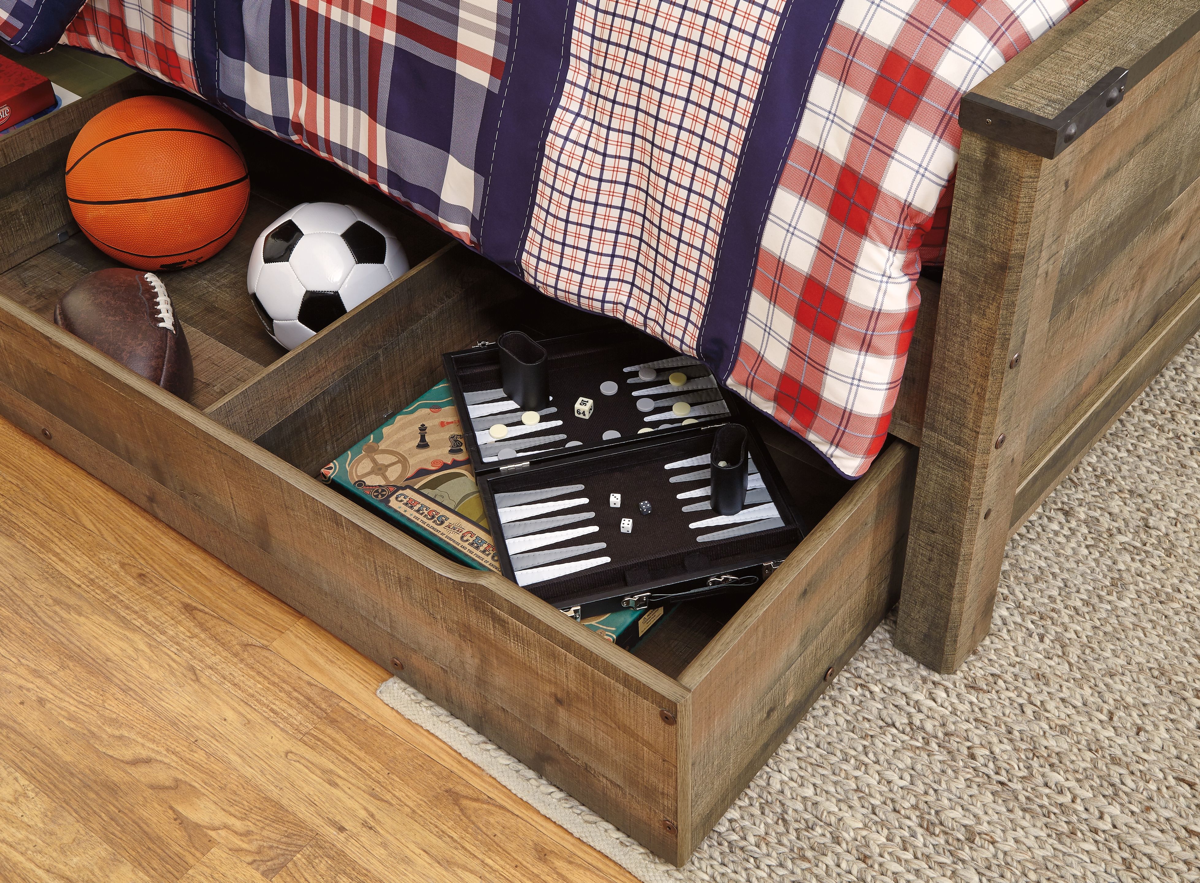 Trinell - Twin Panel Bed With 1 Large Storage Drawer - Brown