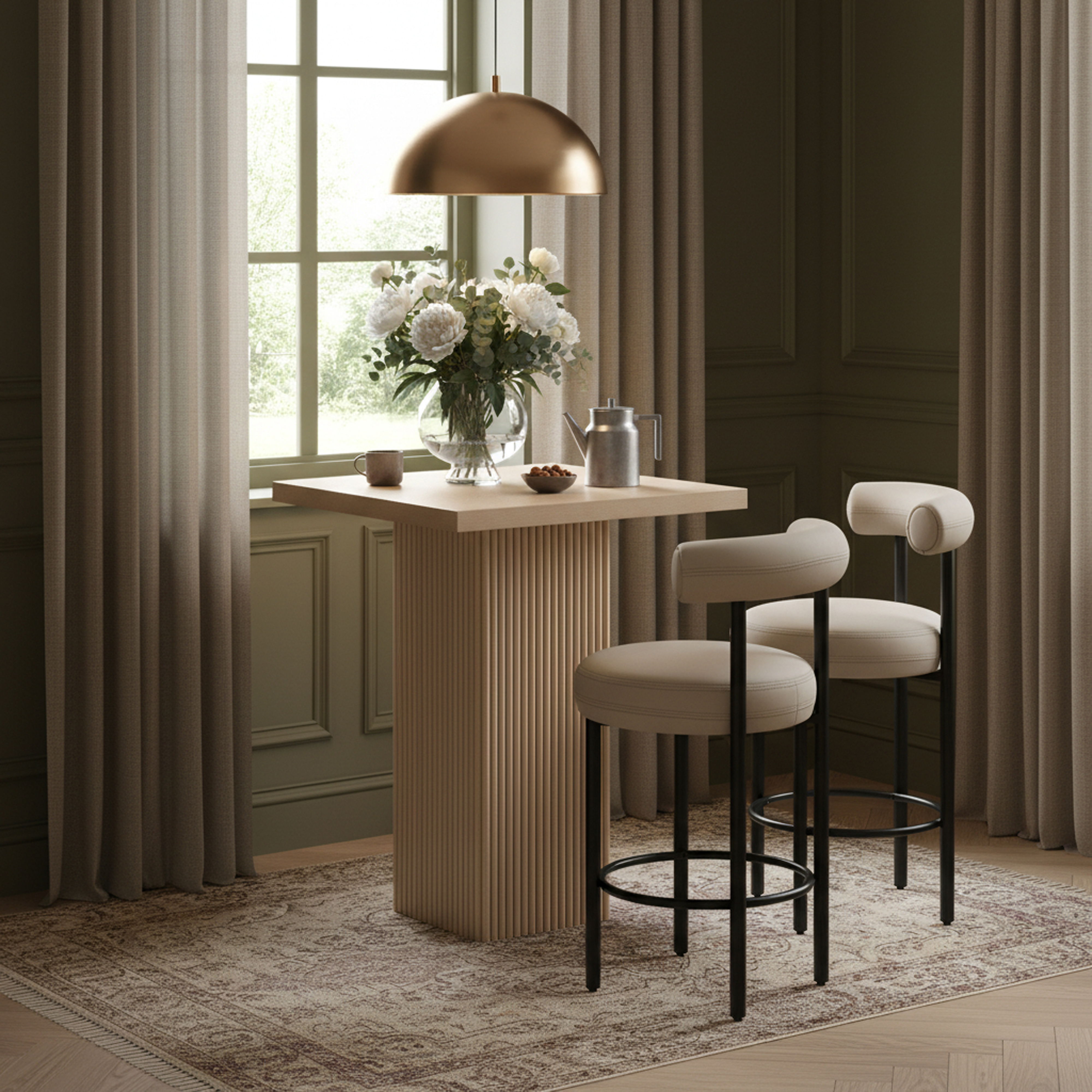Belinda - Oak Veneer And Solid Wood Bar Height Table - Natural