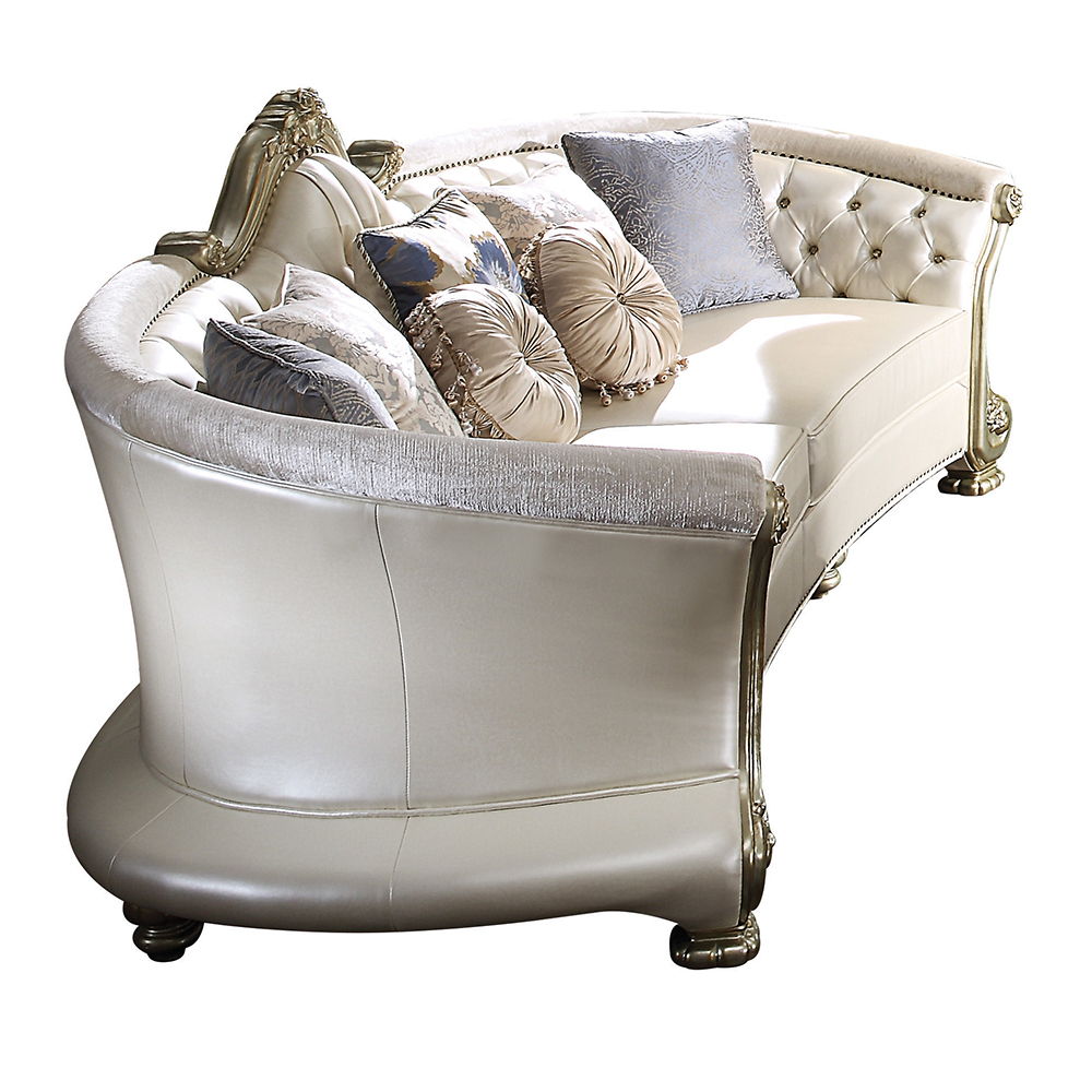 Dresden II - Sofa With 7 Pillows - Pearl Synthetic Leather & Gold Patina, beige, view 2