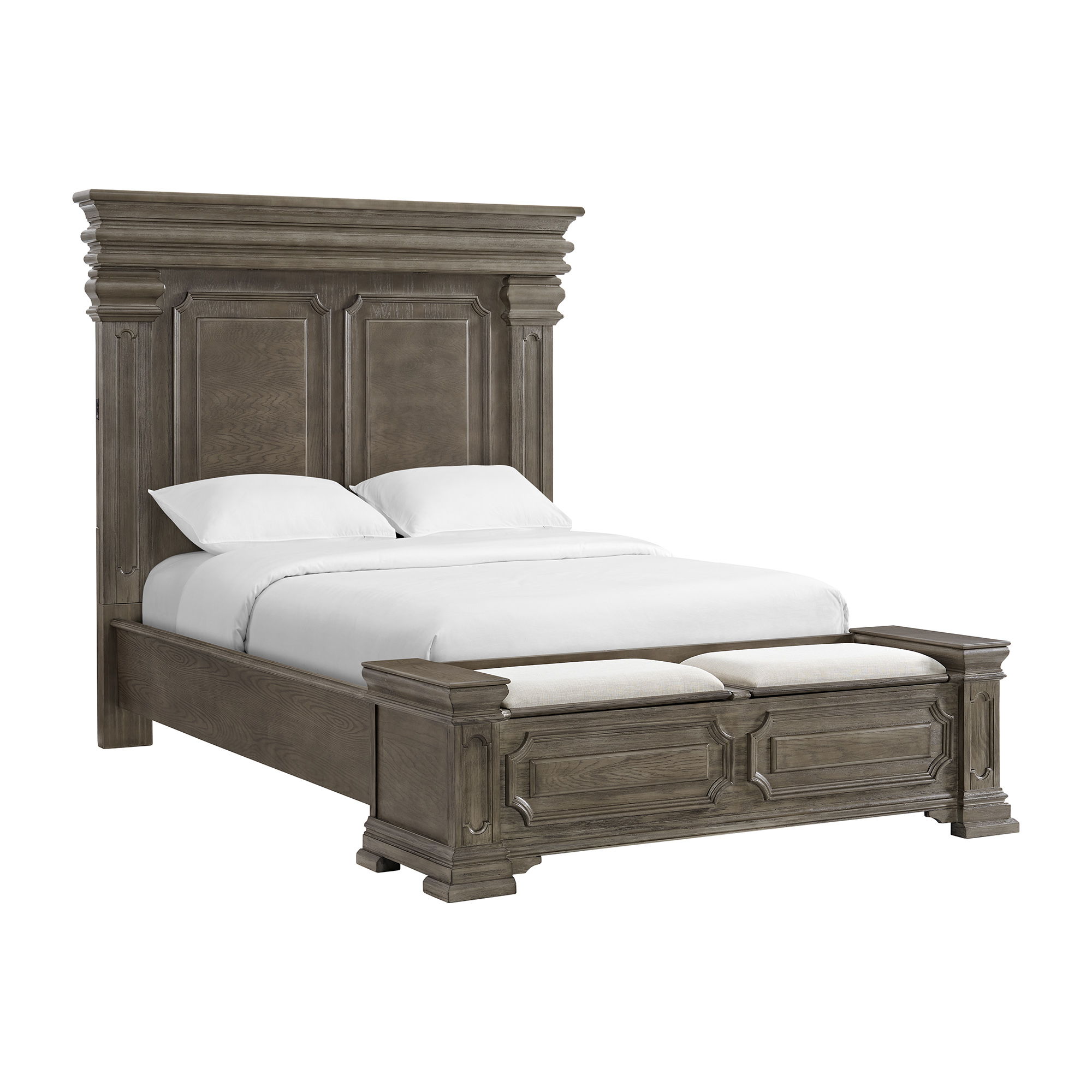 Kings Court - Queen Storage 3 Piece Bedroom Set With 2 Nightstands - Gray