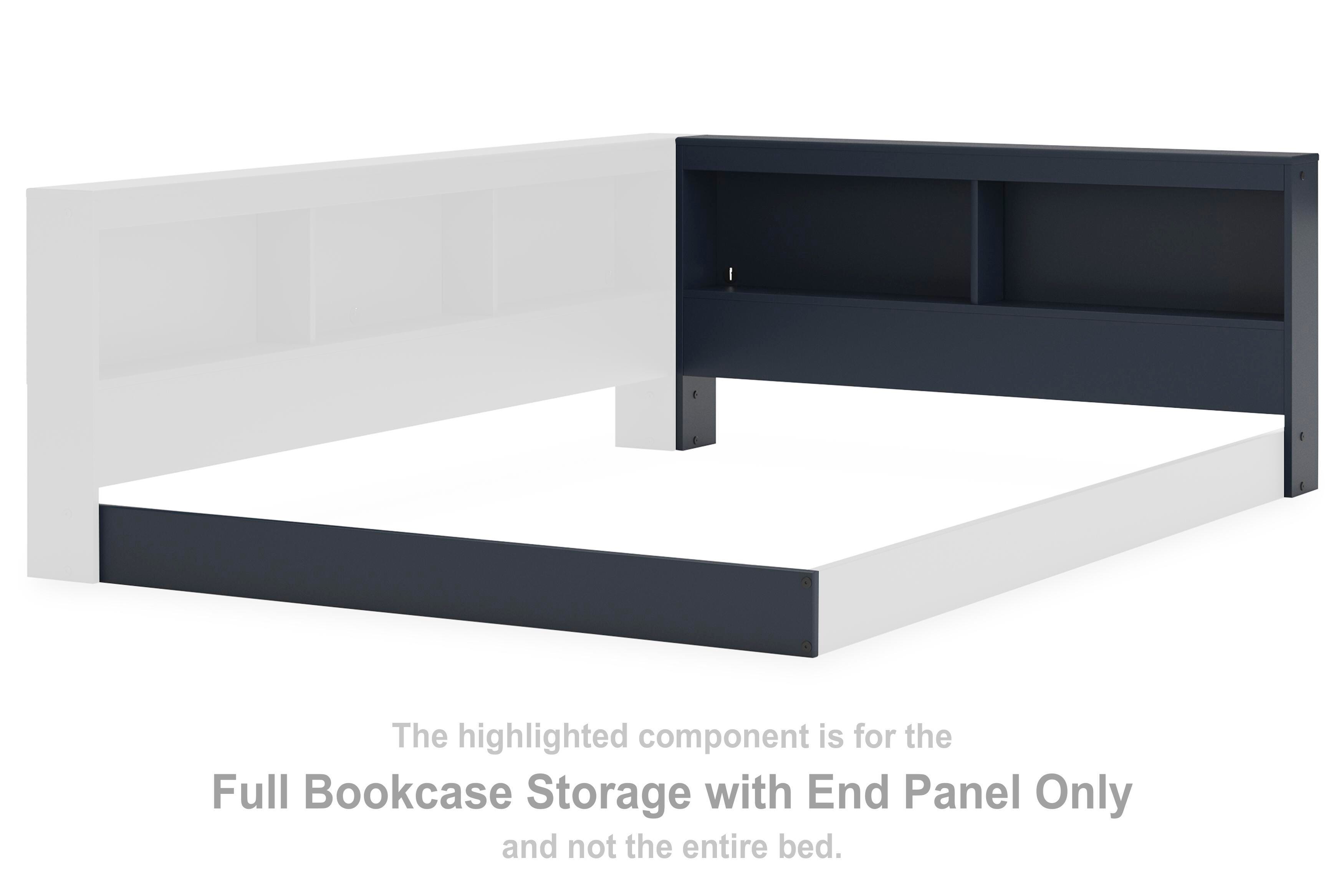 Simmenfort – Full Bookcase Storage With End Panel – Navy Blue