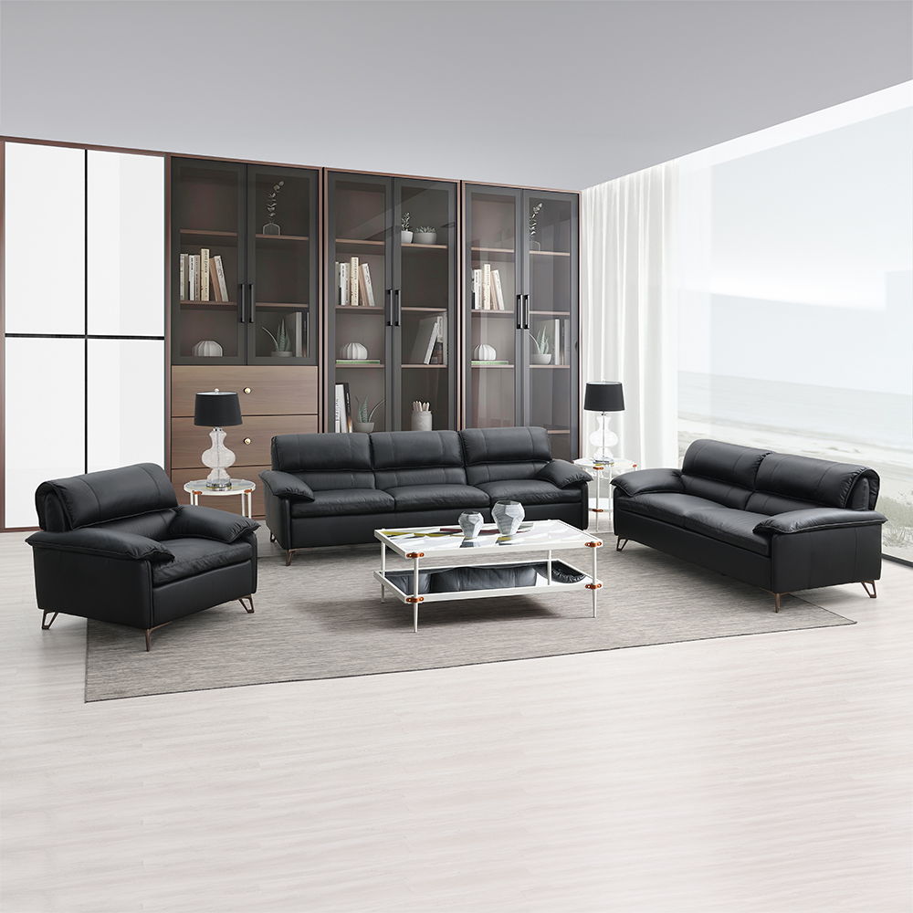 Eilene - Loveseat - Black Top Grain Leather, black, view 4